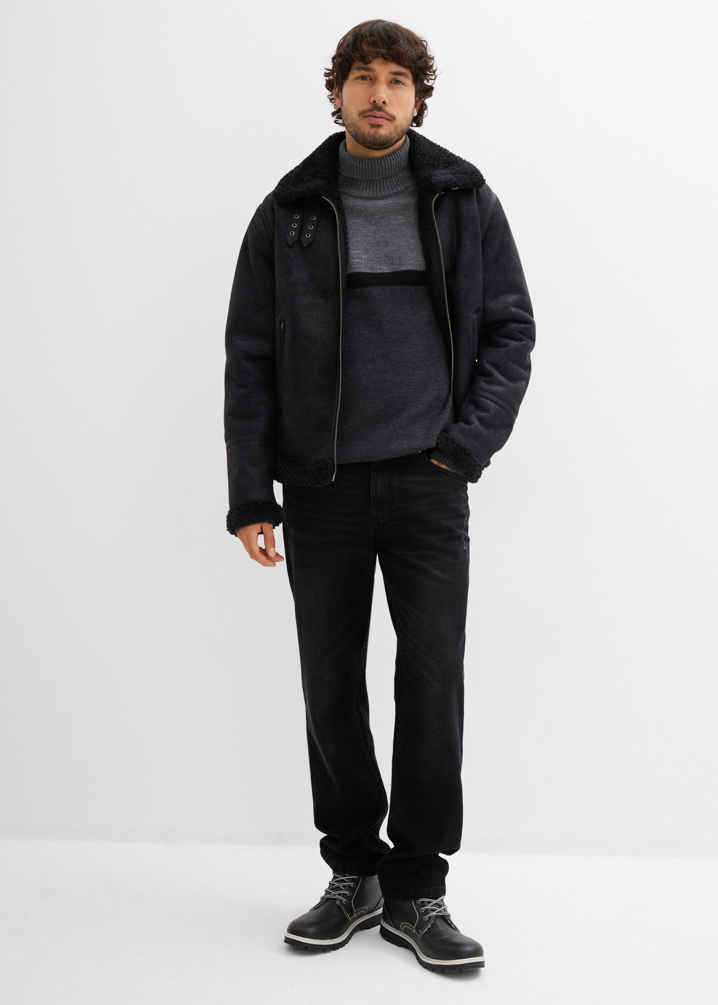 bonprix Rollkragenpullover Regular Fit, Colorblocking Look