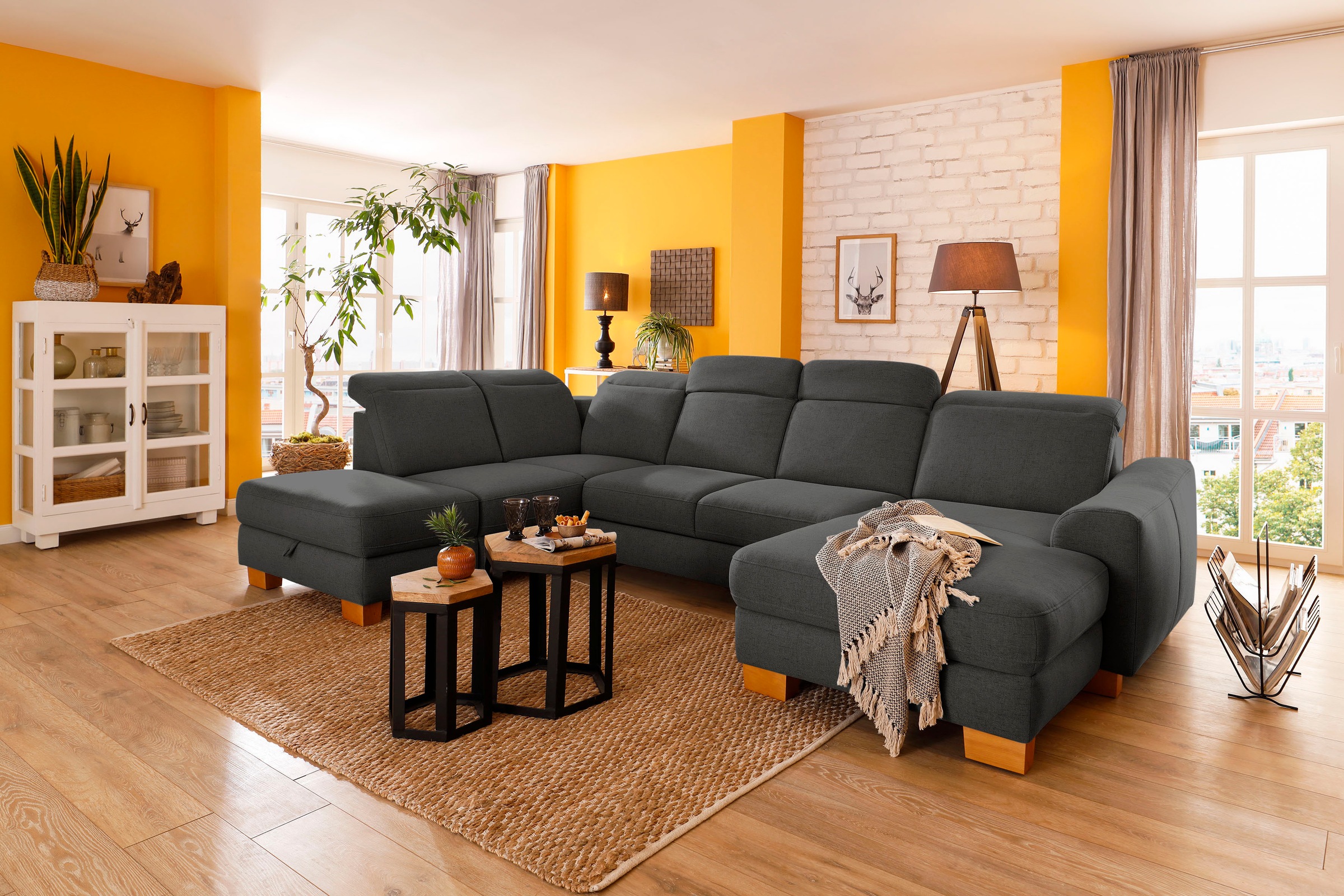 Home affaire Wohnlandschaft »Dundee U-Form« wahlweise mit Kopfteilverstellu günstig online kaufen