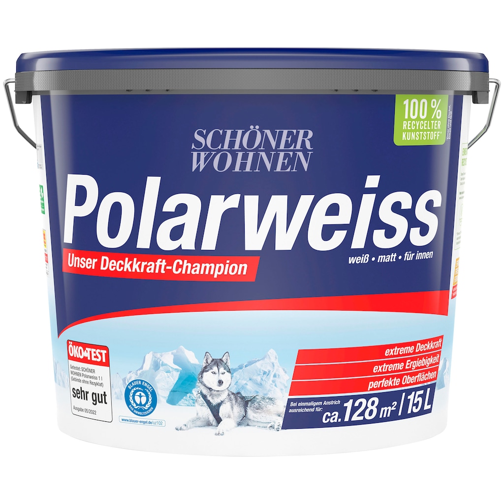 SCHÖNER WOHNEN-Kollektion Wand- und Deckenfarbe »Polarweiss«, 15 Liter, mit Spritzfrei-Formel - konservierungsmittelfrei