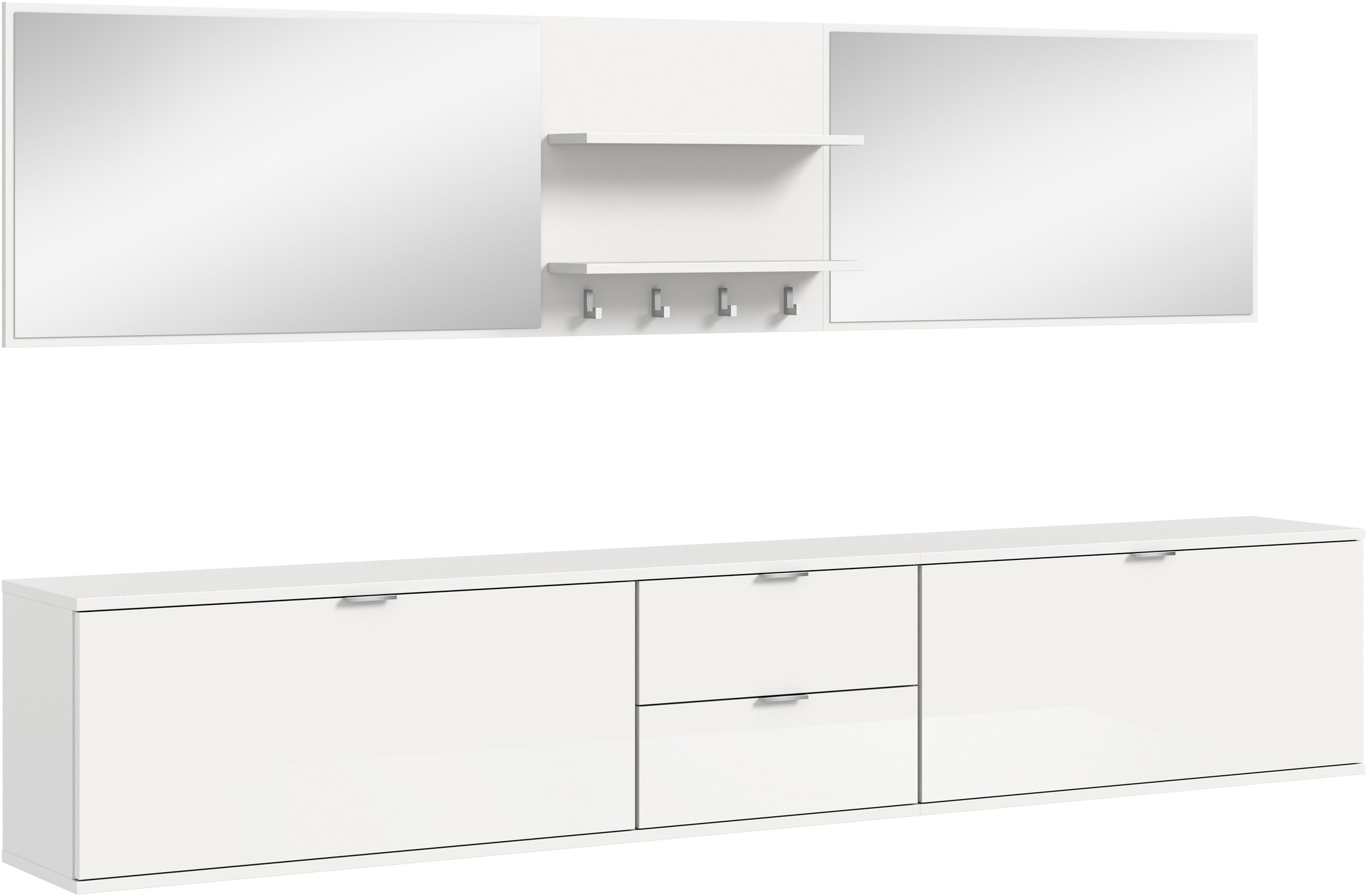 INOSIGN Garderoben-Set »Trondheim, Garderobenset 6-tlg. Breite 236 cm, « 6 Stk. tlg. weiß Breite/Höhe/Tiefe: ca.236 x 191 x 37 cm