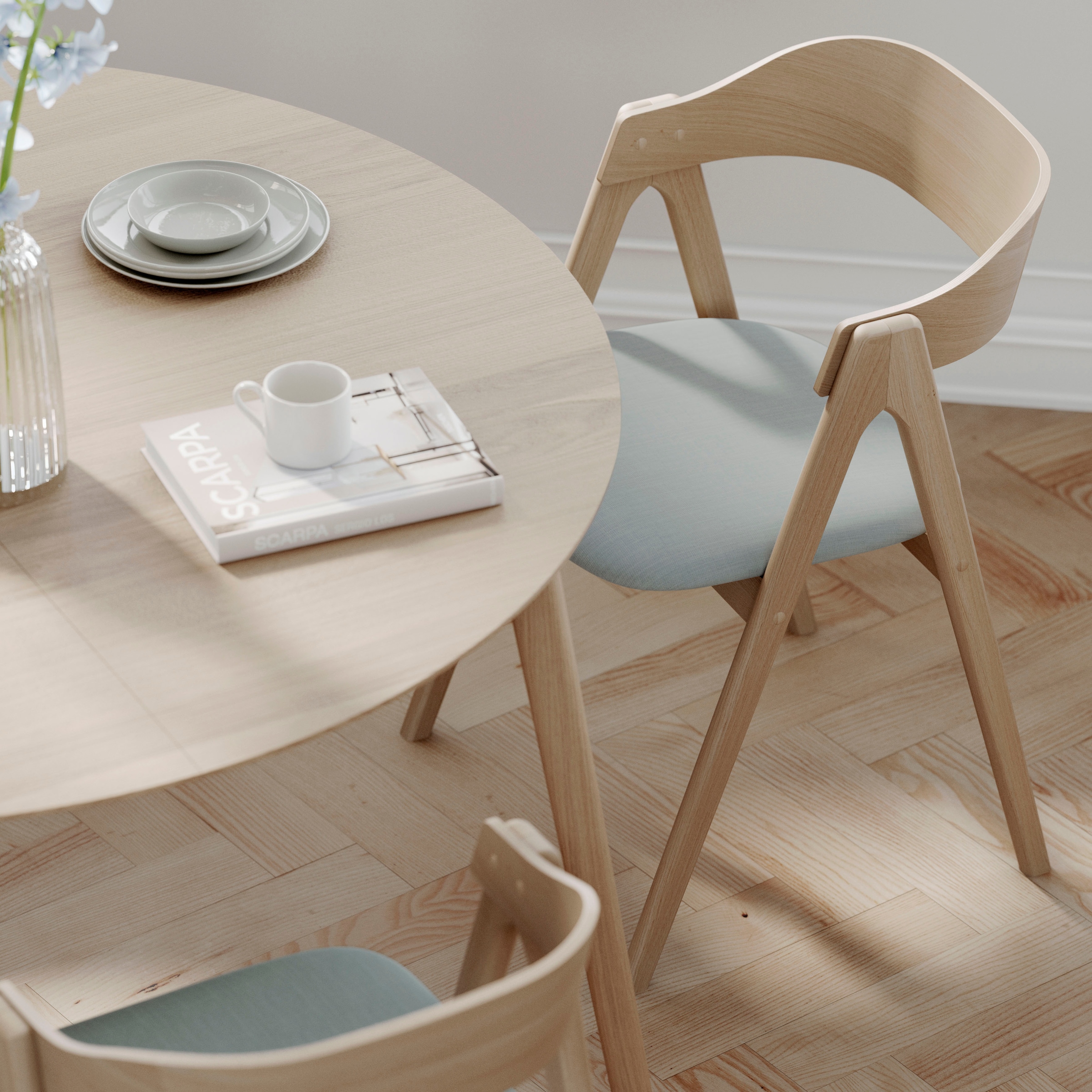 Hammel Furniture »Meza Designtisch mit Auszugsfunktion und 2 Einlegeplatten« Ø135(231) cm, runde Tischplatte aus MDF/Laminat, Massivholzgestell