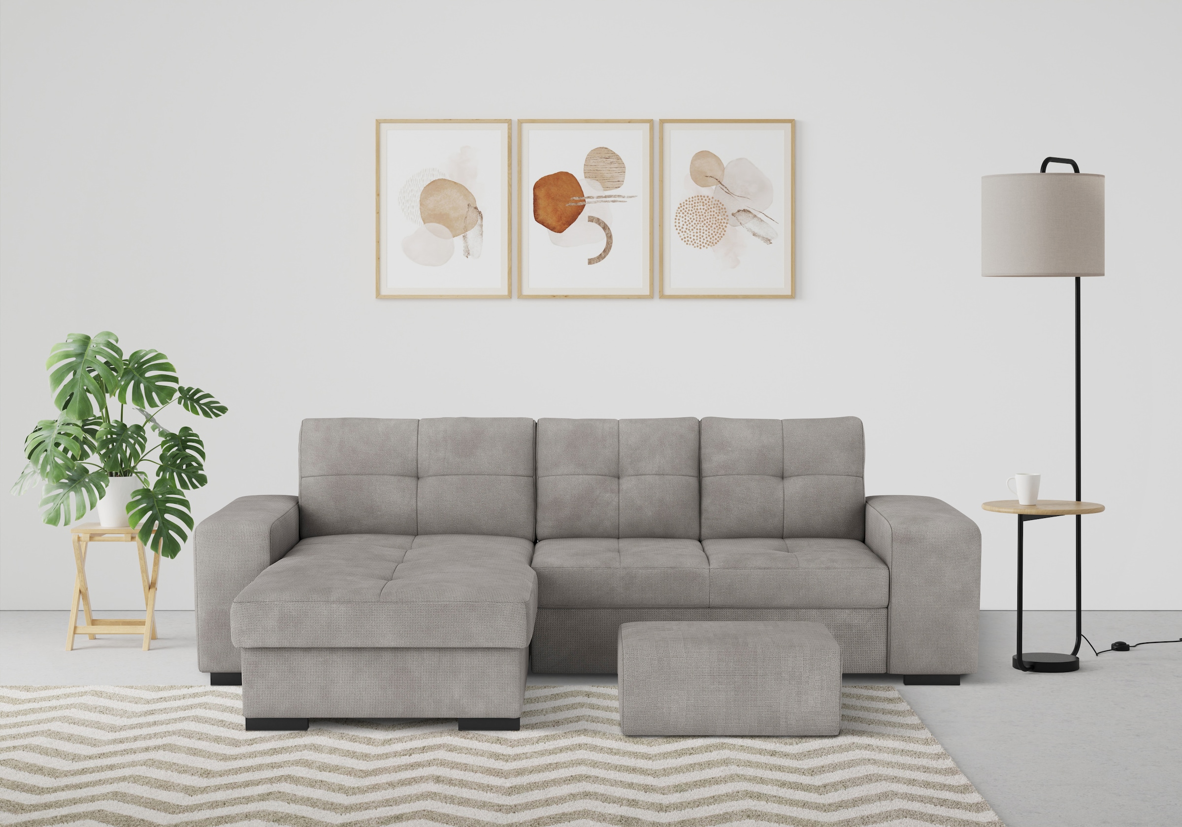 COTTA Ecksofa »Mattina L-Form«, mit Hocker, wahlweise mit Bettfunktion & Be günstig online kaufen