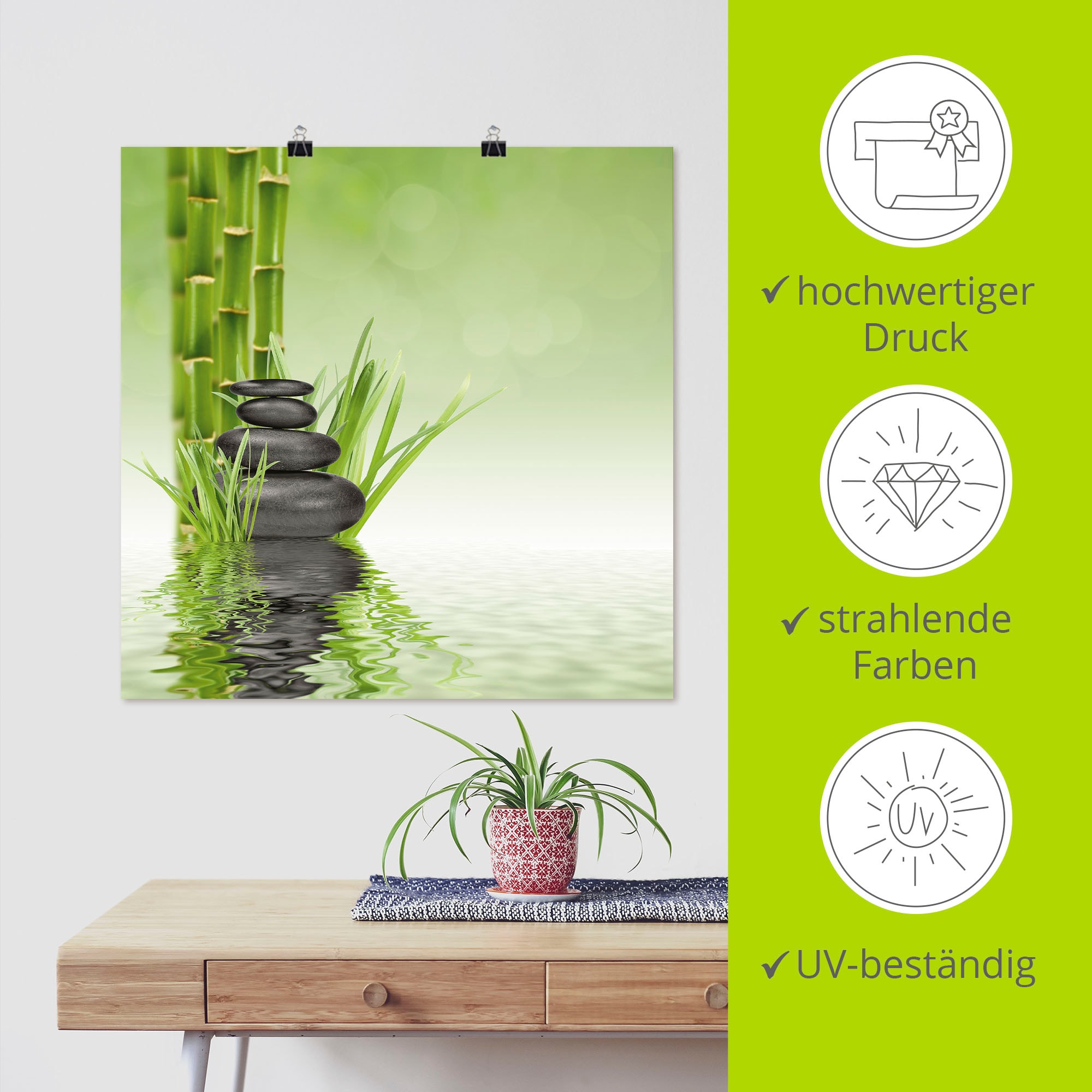 Artland Wandbild »Spa Steine«, Spa, (1 St.), als Alubild, Outdoorbild, Leinwandbild, Poster, Wandaufkleber