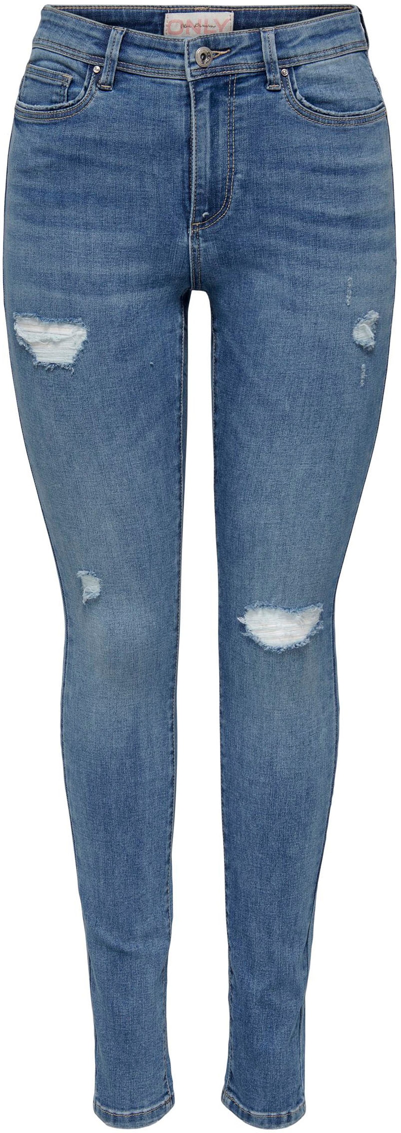 ONLY Skinny-fit-Jeans »ONLWAUW MID SK DESTROY DNM BJ210«, mit Destroyed Effekt