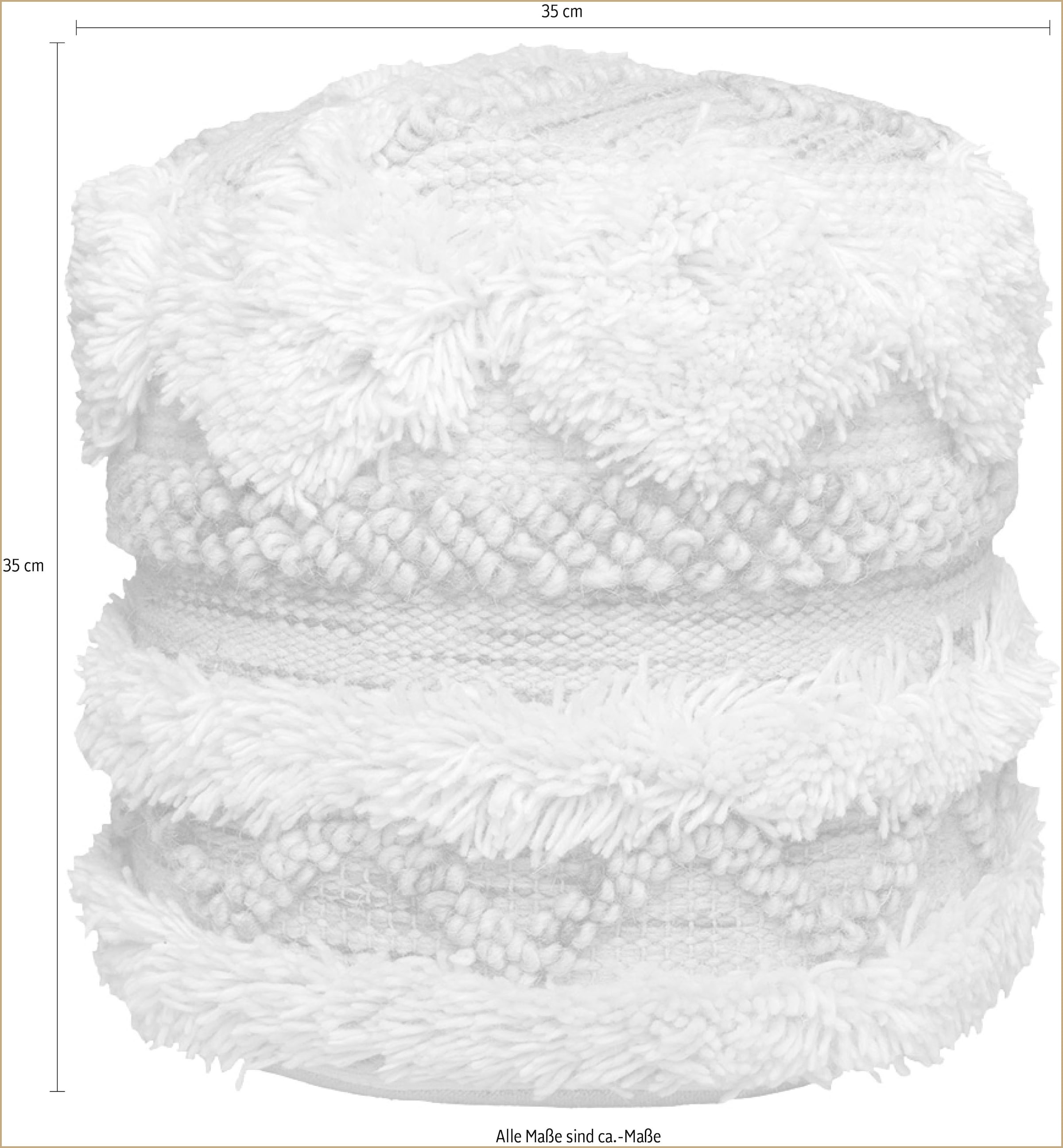 Kayoom Pouf »Bohist 225 35cm x 35cm,  Strukturen mit Fransen und Quasten«, (1 St.), handgefertigt, Unikat, sehr gut kombinierbar, vielfältig im Einsatz