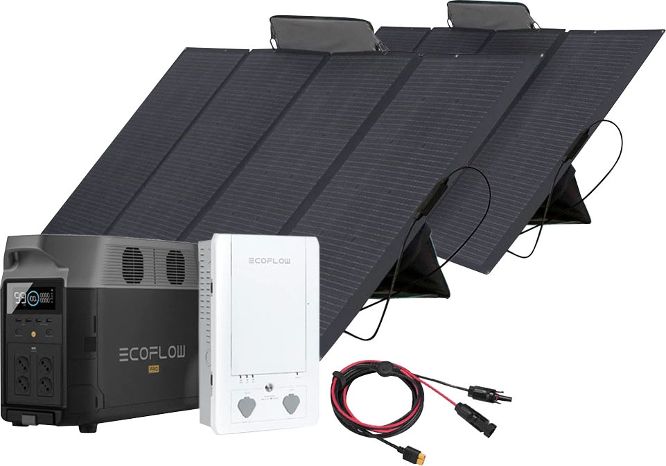 ECOFLOW Solaranlage »Delta Pro Powerstation 3, 6kWh 2 x 400W Solarpanel« mit Smart Home Panel, Plug and play schwarz 4-seitig aufgebaut
