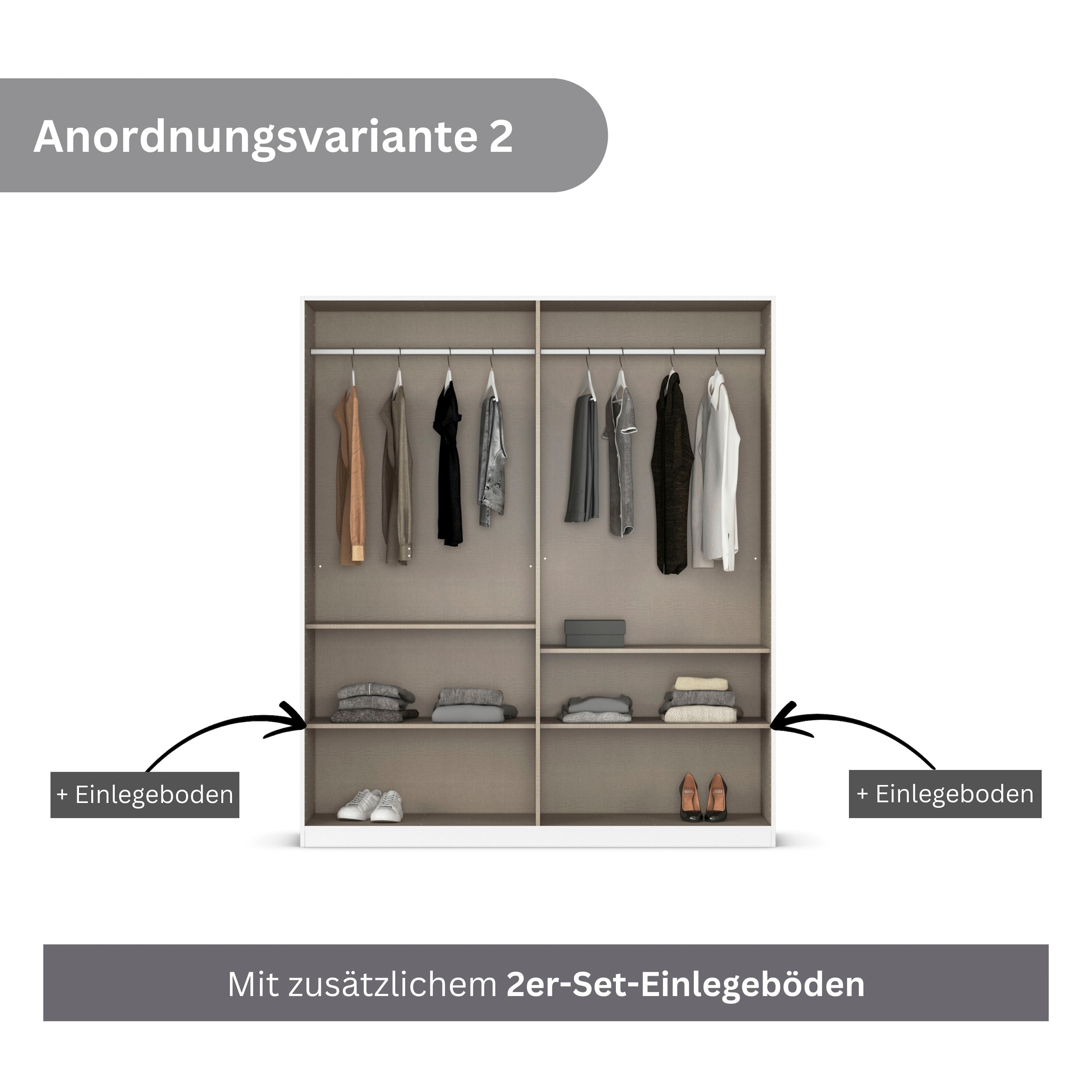 rauch Drehtürenschrank »Kleiderschrank Schrank Garderobe AGORDO mit Dekor- oder Hochglanzfront«, (in zwei Griff-Farben), durchdachte Innenausstattung, in 6 Breiten und 2 Höhen MADE IN GERMANY