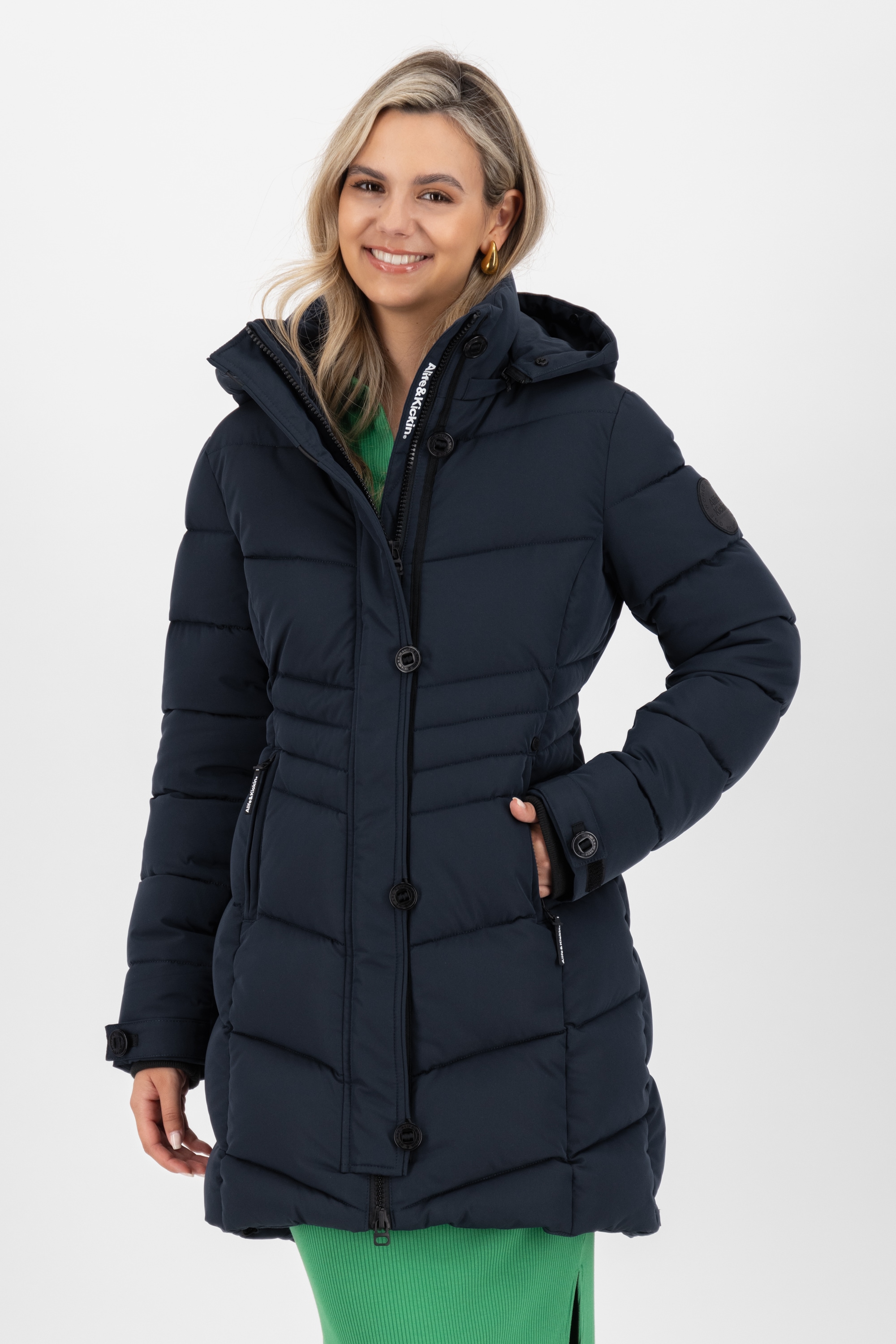 Alife & Kickin Winterjacke »Damen AmaliaAK A«, mit Kapuze, Lange gefütterte Damenwinterjacke mit abnehmbarer Kunstfellkapuze