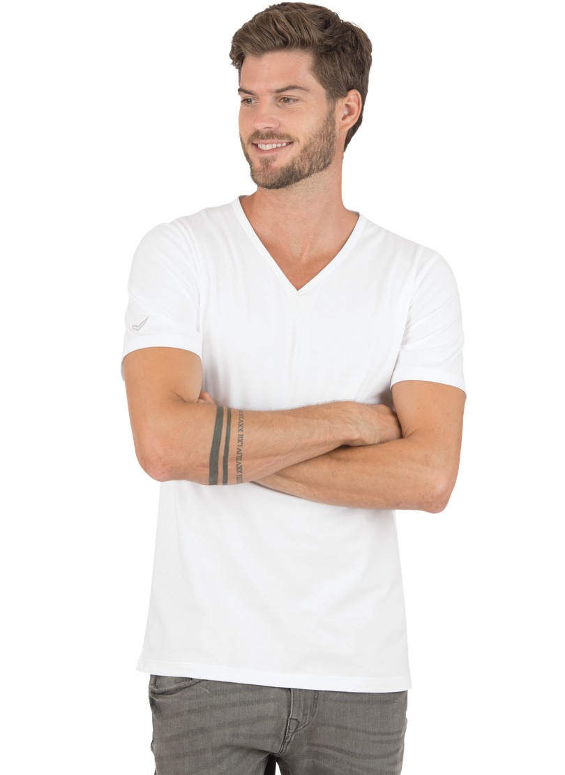 T-Shirt " V-Shirt aus 100% Bio-Baumwolle (kbA)", (1 tlg.), Gr. L, weiss-C2C