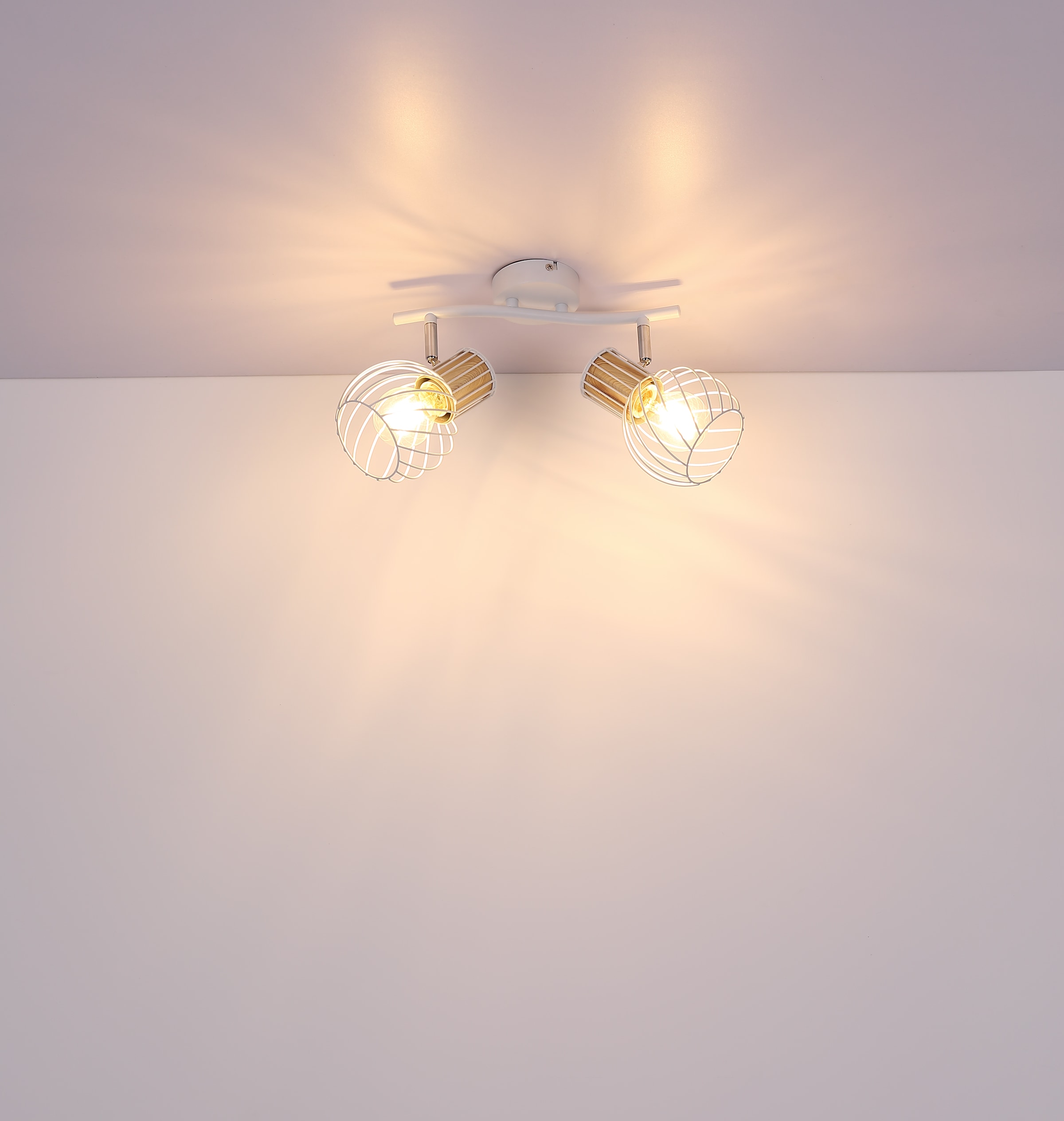GLOBO LIGHTING Deckenstrahler »LUISE«, Leuchtmittel E27 | ohne Leuchtmittel, Deckenstrahler/weiß/holzoptik/Flur/Wohnzimmer