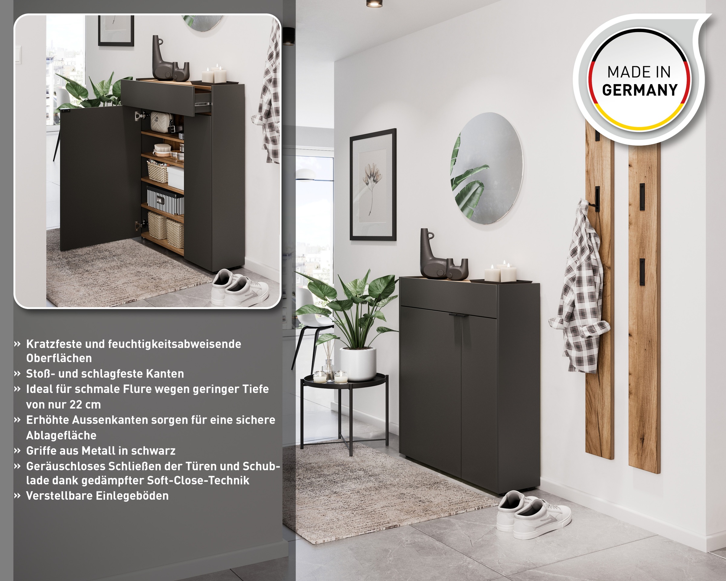 GERMANIA Mehrzweckschrank »Ameca«, (1 St.), mit geringer Tiefe - ideal für schmale Flure, Breite 83 cm