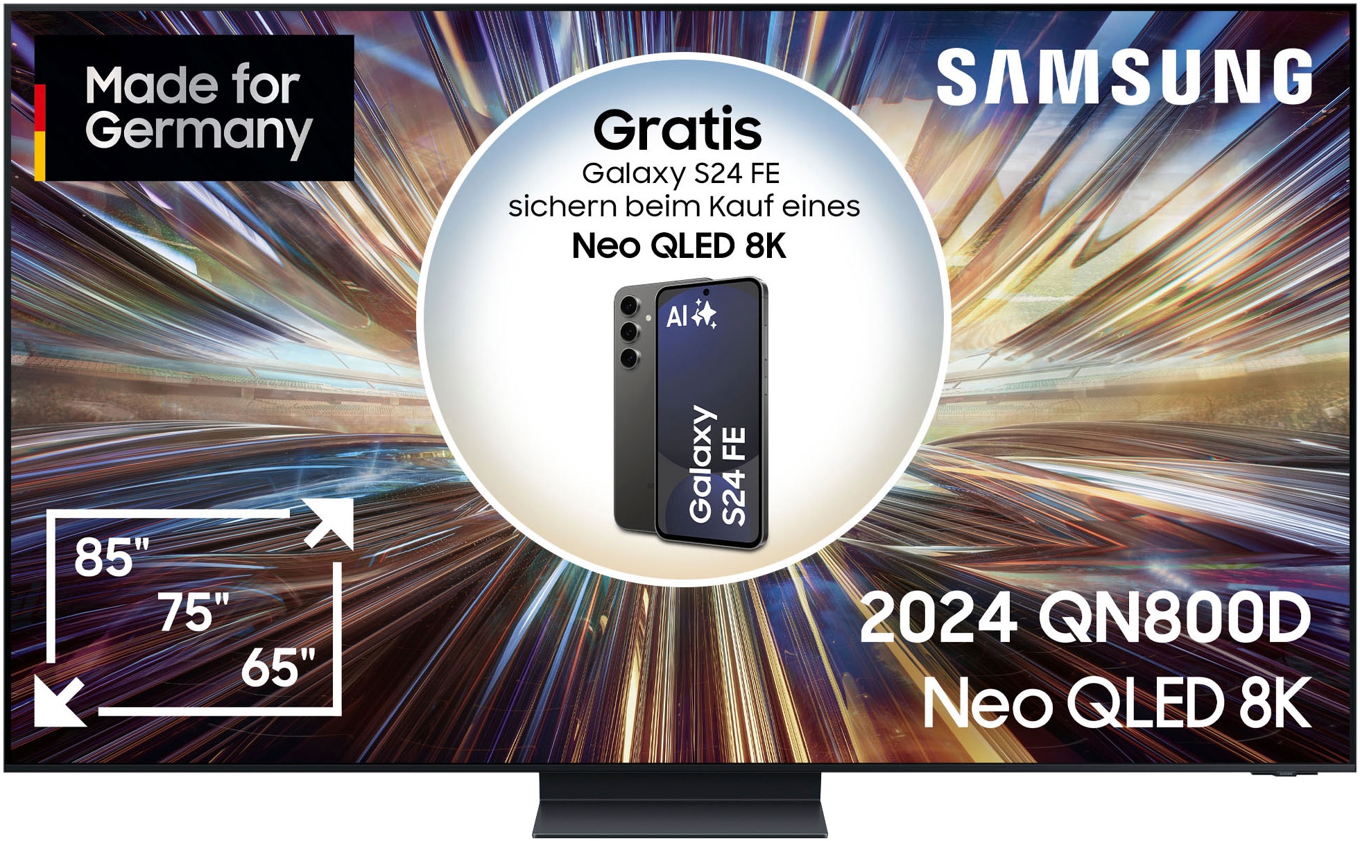 Samsung QLED Mini LED-Fernseher »GQ75QN800DT«, 8K Ultra HD, Smart-TV, Neural Quantum 8K AI Gen2 Prozessor, bis zu 165Hz, AI Upscaling, KI TV
