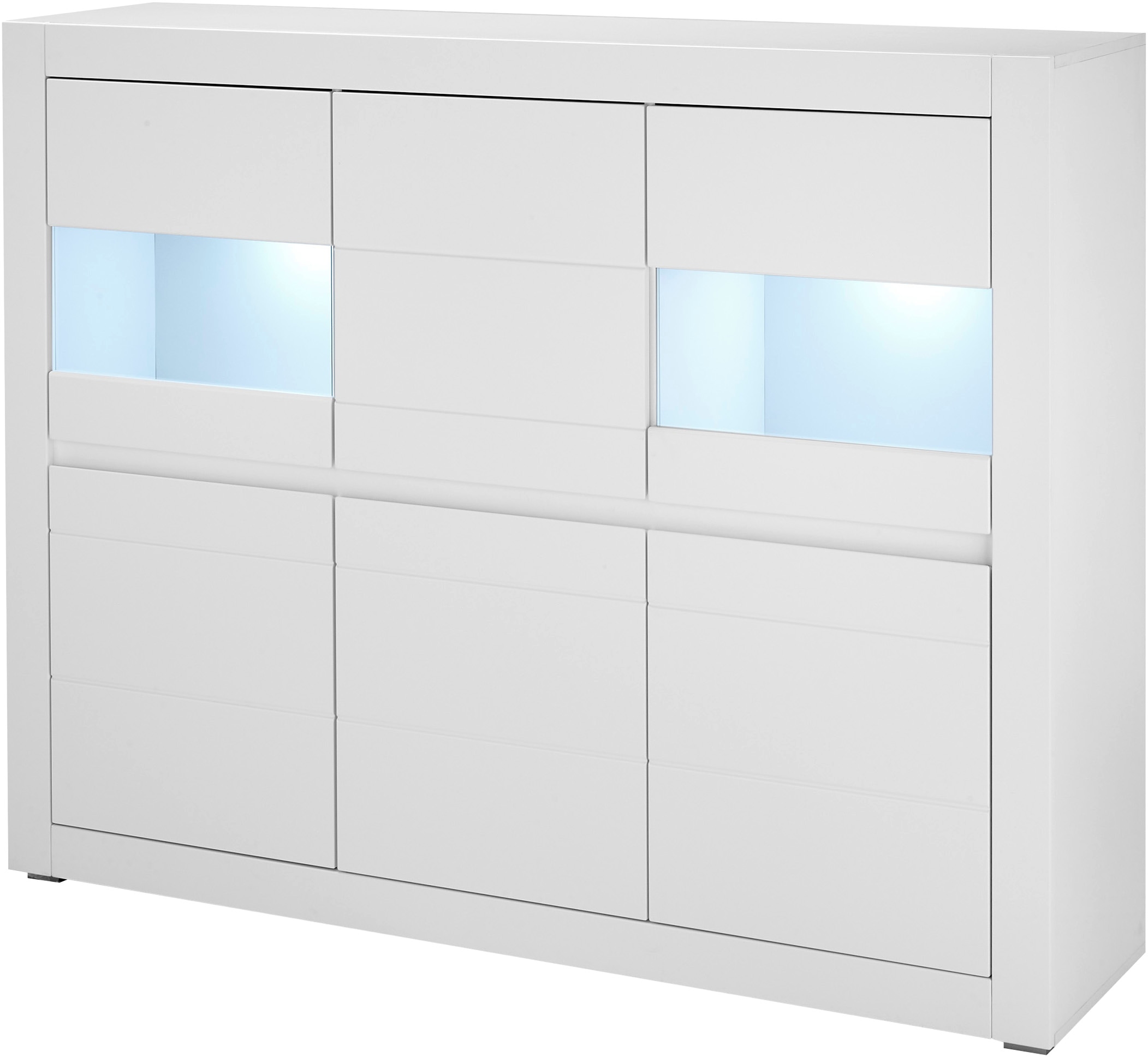 INOSIGN Highboard »Chester, moderne Kommode, Schrank mit Stauraum, Sideboard in Weiß Matt«, (1 St.), austauschbare Blende in Griffleiste, zeitloses Design, 165 cm breit