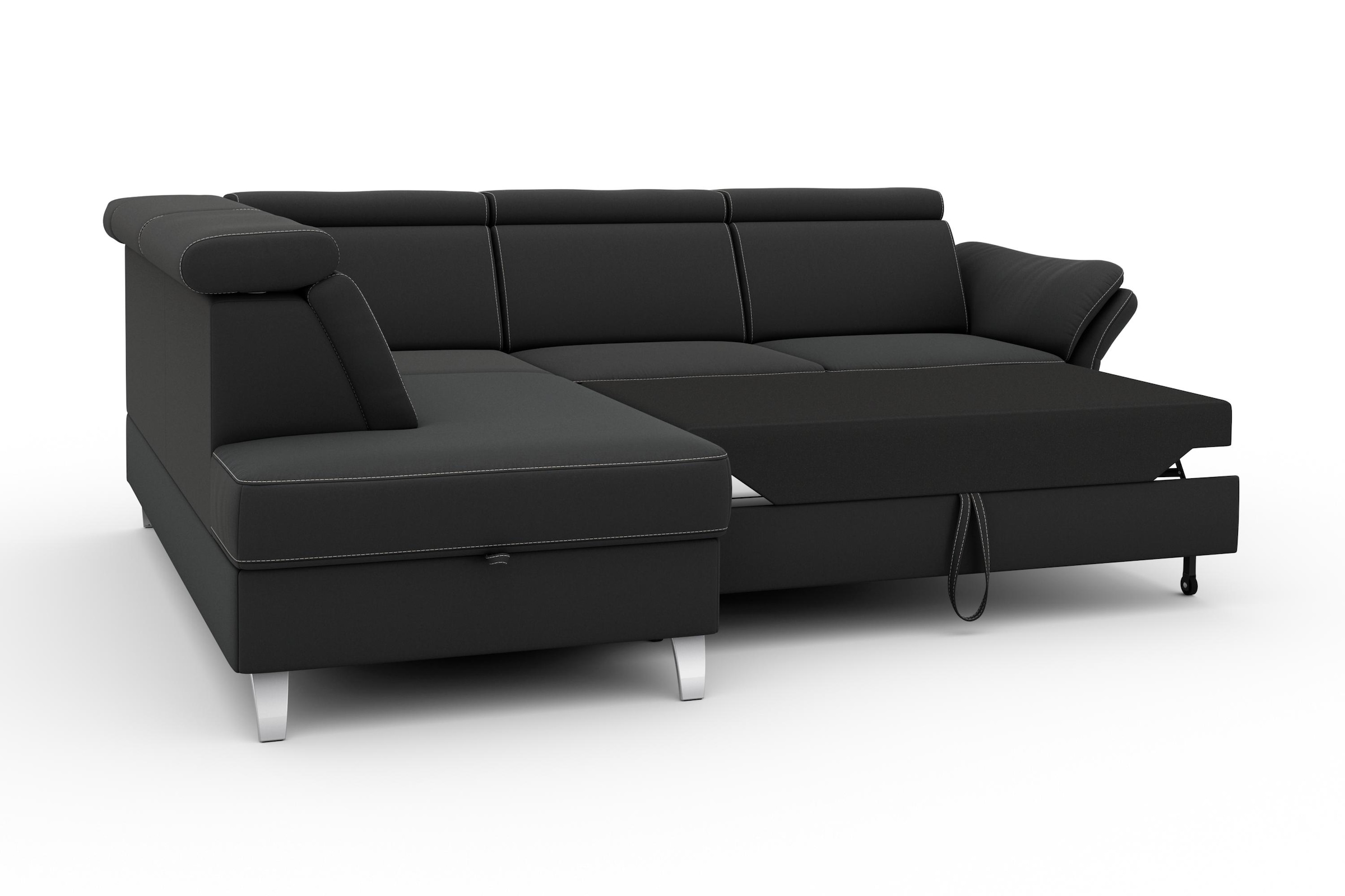 sit&more Ecksofa »Vincenzo L-Form«, inklusive Kopfteilverstellung, wahlweise mit Bettfunktion, Bettkasten