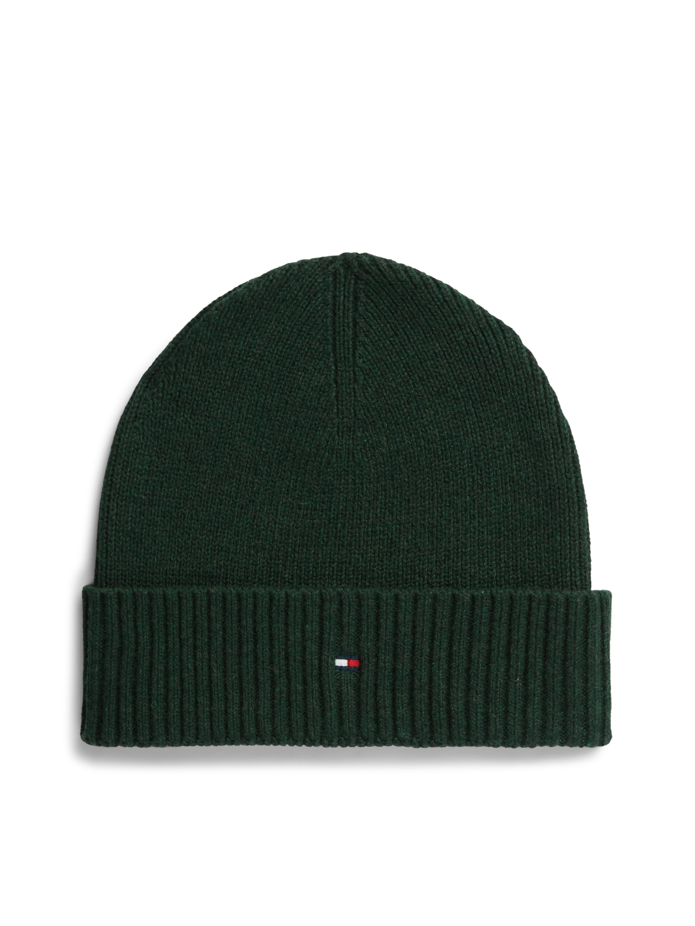 Tommy Hilfiger Strickmütze »TH FLAG PIMA COTTON BEANIE« Beanie mit Logostickerei, mit Kaschmiranteil Unisex