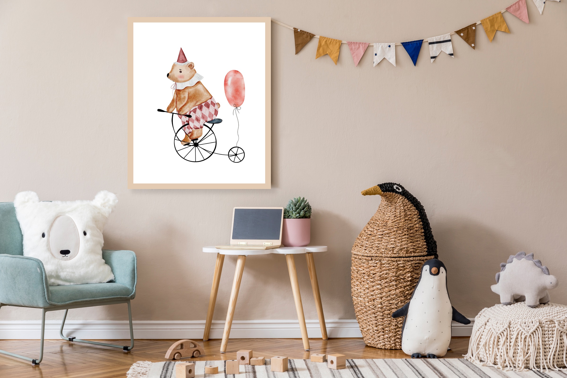 Lüttenhütt Poster »Bär mit Luftballon«, Bär-Fahrräder-Fahrzeuge-Fantasy-Kar günstig online kaufen
