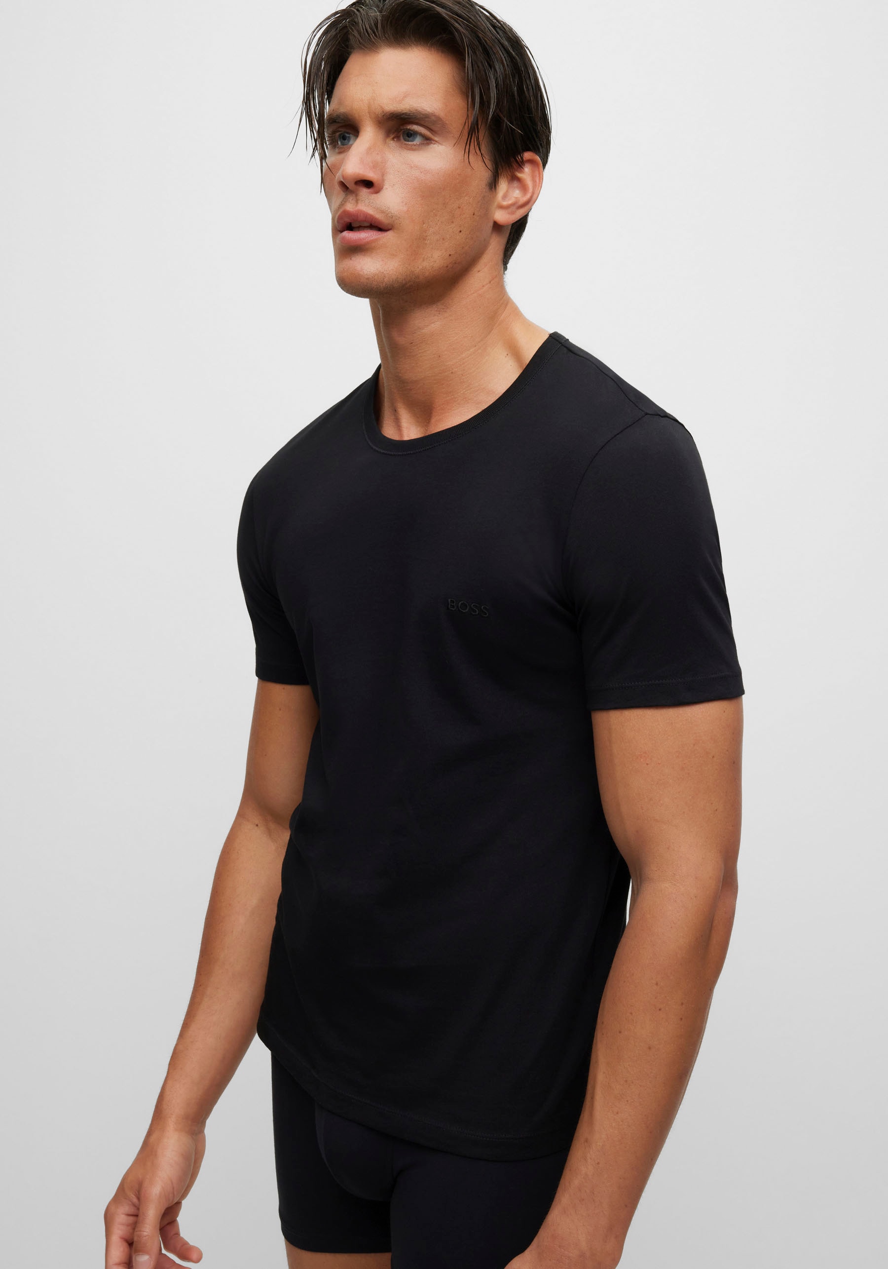 BOSS T-Shirt »Rundhals BOSS ONE x David Beckham«, (Packung, 3 tlg., 3er-Pack), mit dezentem BOSS Logo-Print