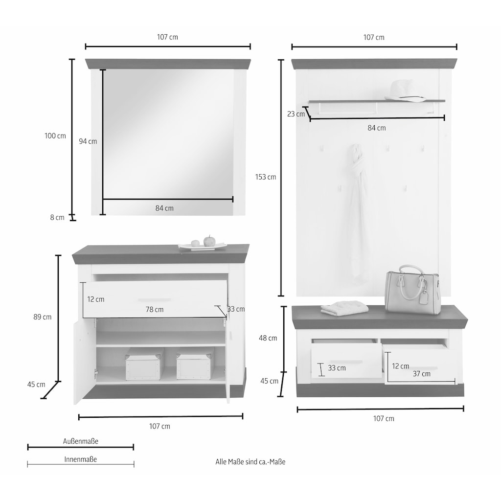 Home affaire Garderoben-Set »Siena«, (Set, 4 St.)