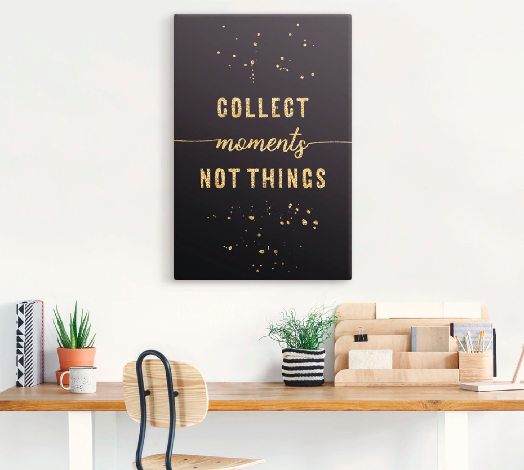 Artland Wandbild »GOLD Sammle Momente, keine Dinge«, Sprüche & Texte, (1 St.), als Leinwandbild, Poster in verschied. Größen