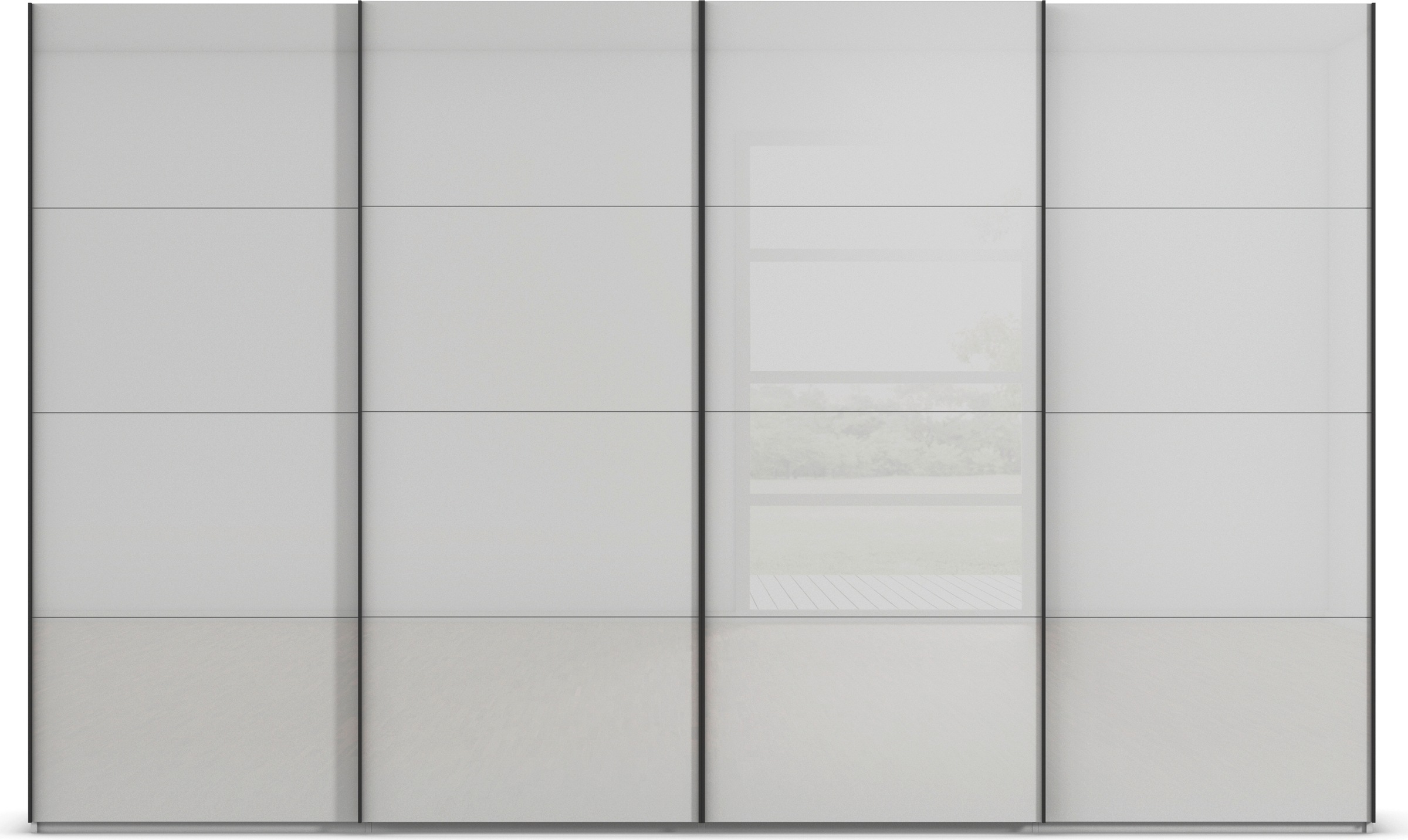 rauch Schwebetürenschrank »Kleiderschrank Schrank Garderobe Schlafzimmerschrank SCALE-FYRA«, edle viergeteilte Türen mit Glas-Front viele Farben MADE IN GERMANY