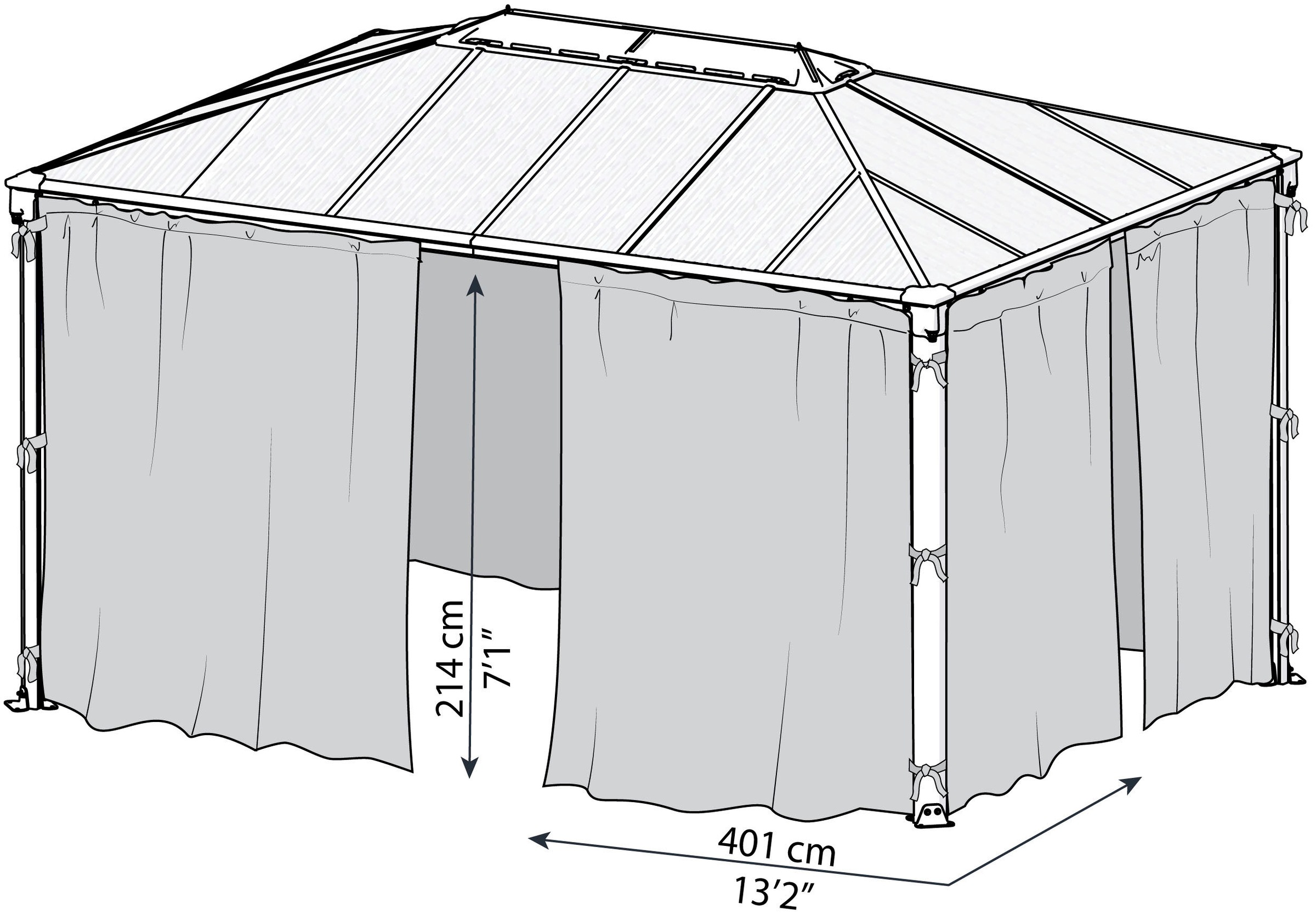 Palram - Canopia Pavillonseitenteil, Insektenschutznetz 217 x 401cm