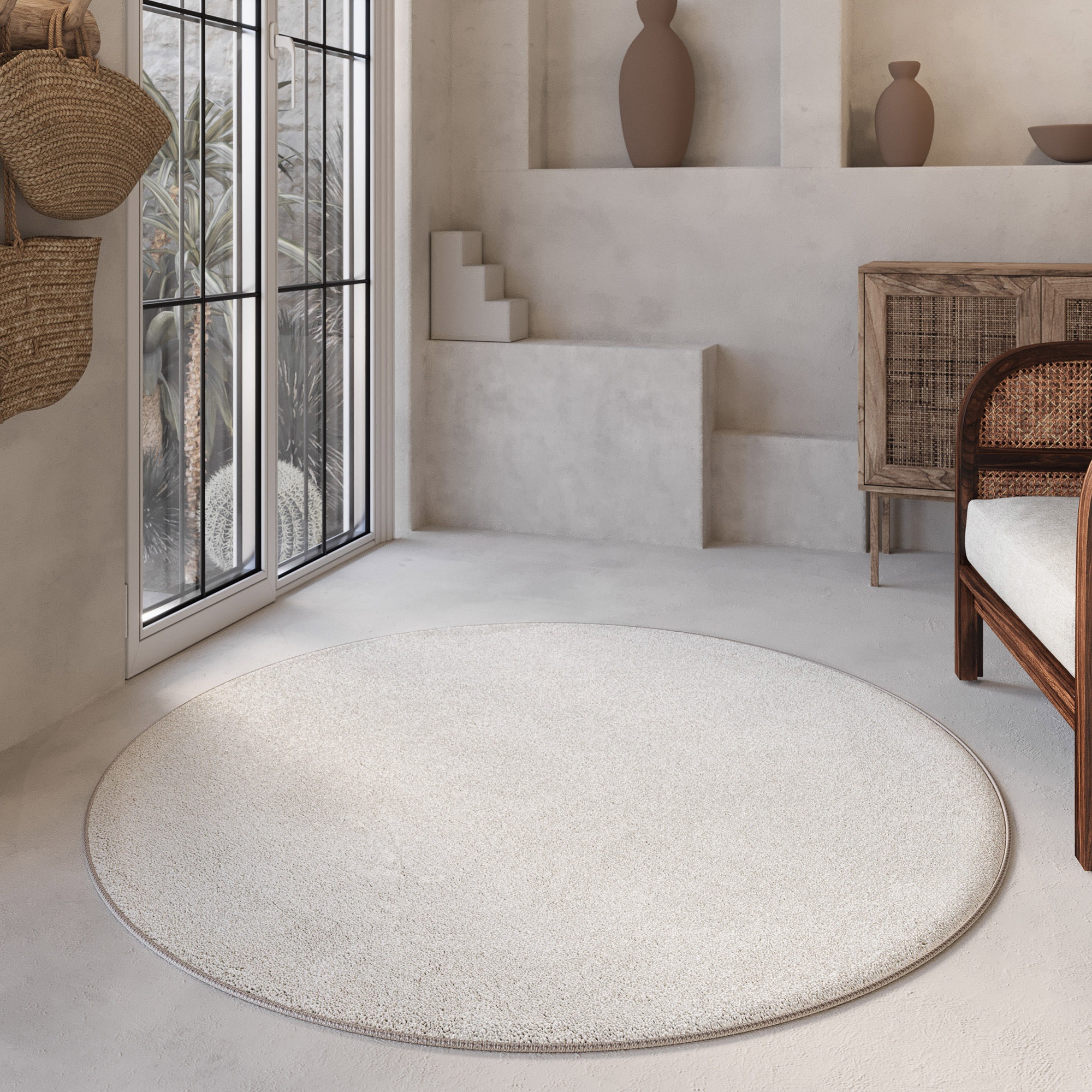 Wecon home Basics Teppich »Nova«, rund, 25 mm Höhe, Kurzflor Teppich, gewebt, Läufer, robust, Wohnzimmer, Schlafzimmer