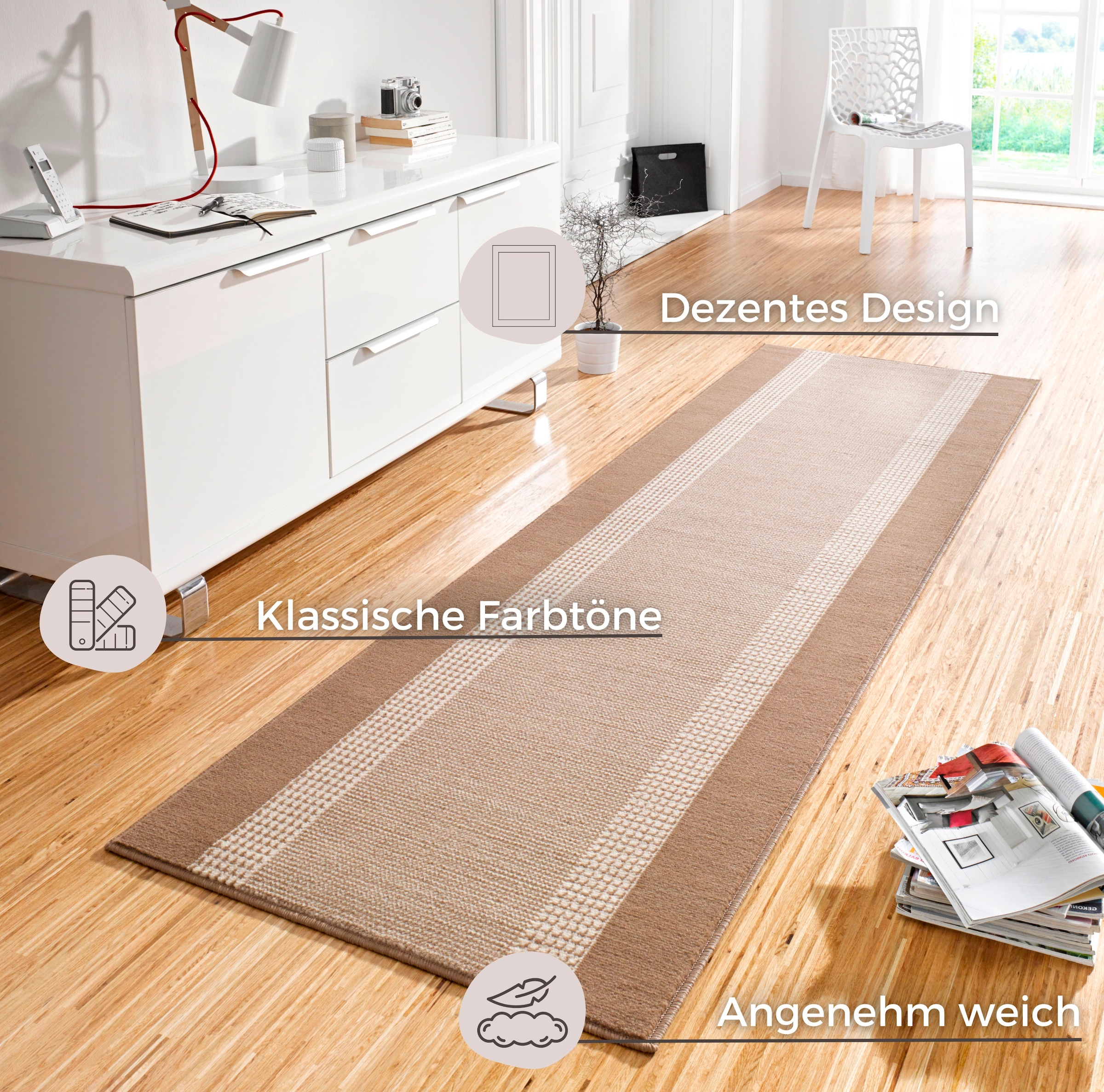 2. Bild von HANSE Home Läufer »Band«, rechteckig, Kurzflor, Weich, Wohnzimmer, Schlafzimmer, Esszimmer Küche, Flur