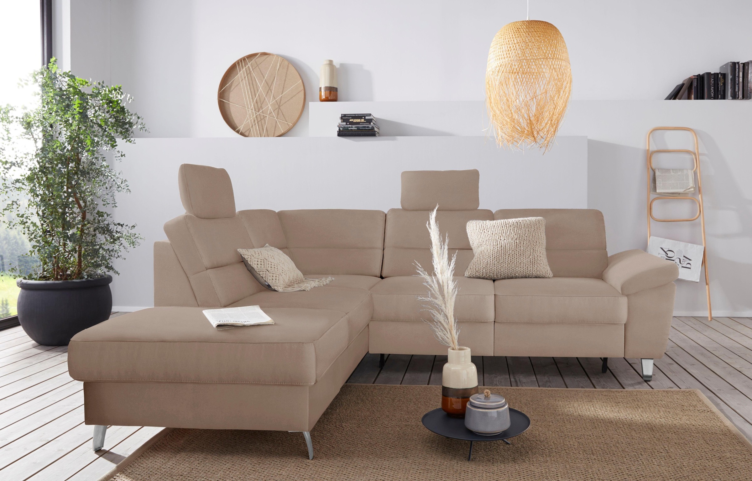 sit&more Ecksofa »Sorano L-Form«, wahlweise mit Bettfunktion und Bettkasten