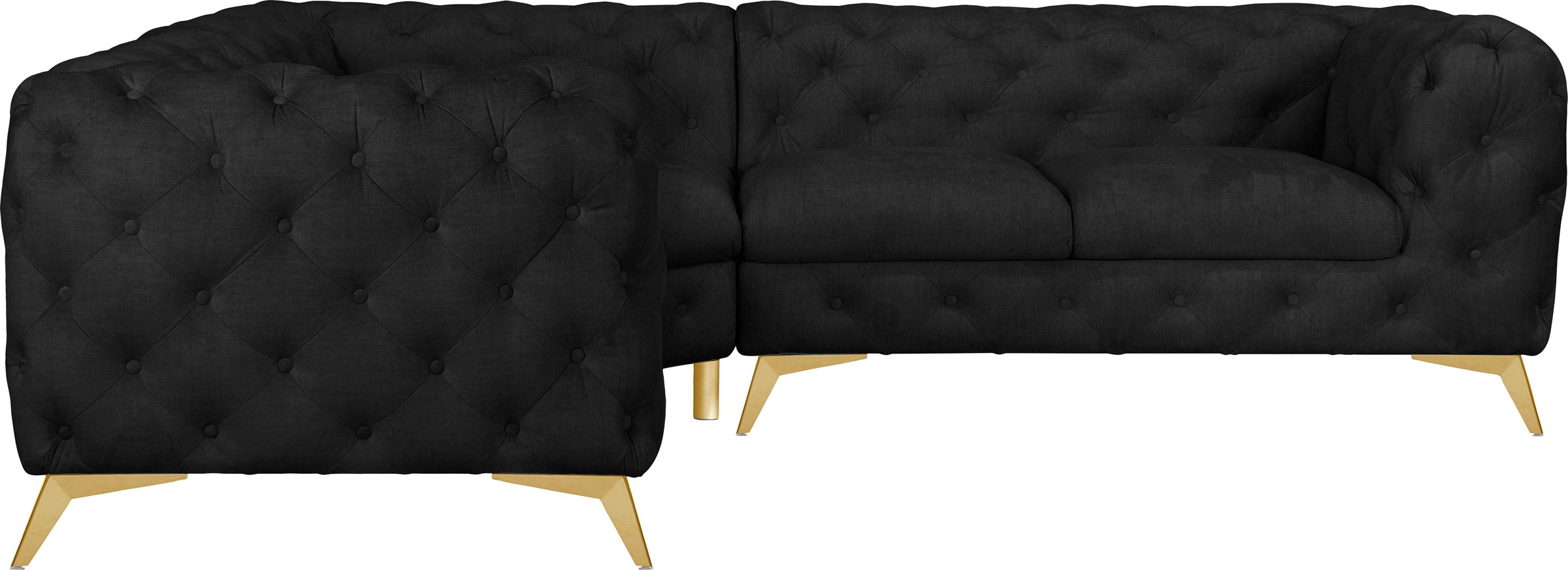 Leonique Chesterfield-Sofa »Ecksofa GLYNIS L-Form mit Wellenunterfederung, günstig online kaufen