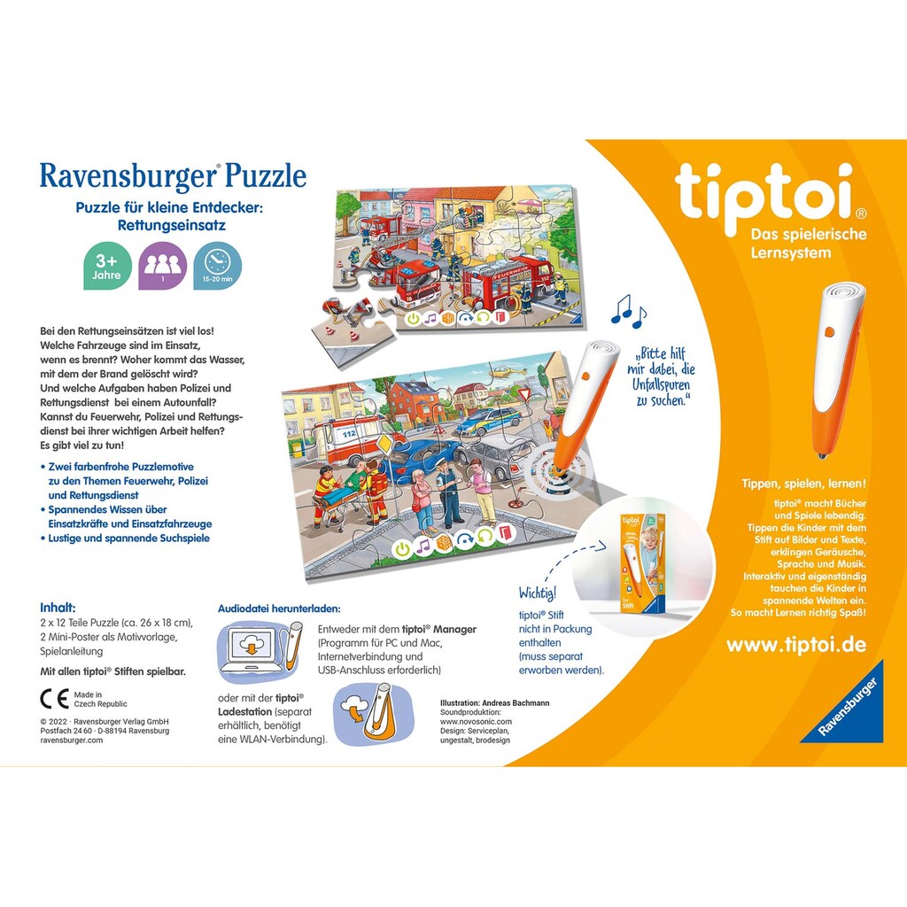 Ravensburger Puzzle »tiptoi® Puzzle für kleine Entdecker: Rettungseinsatz«