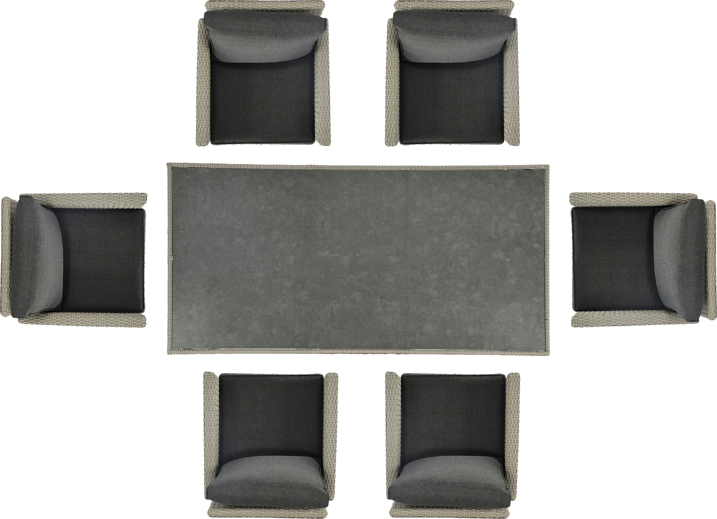 KONIFERA Garten-Essgruppe »Amsterdam« Set, 6x Sessel, 6x Sitzauflagen, 6x Rückenauflagen, 1x Tisch, 19 tlg. tlg. bestehend aus 6 Sesseln, 12 Sitz- und Rückenkissen und 1 Tisch