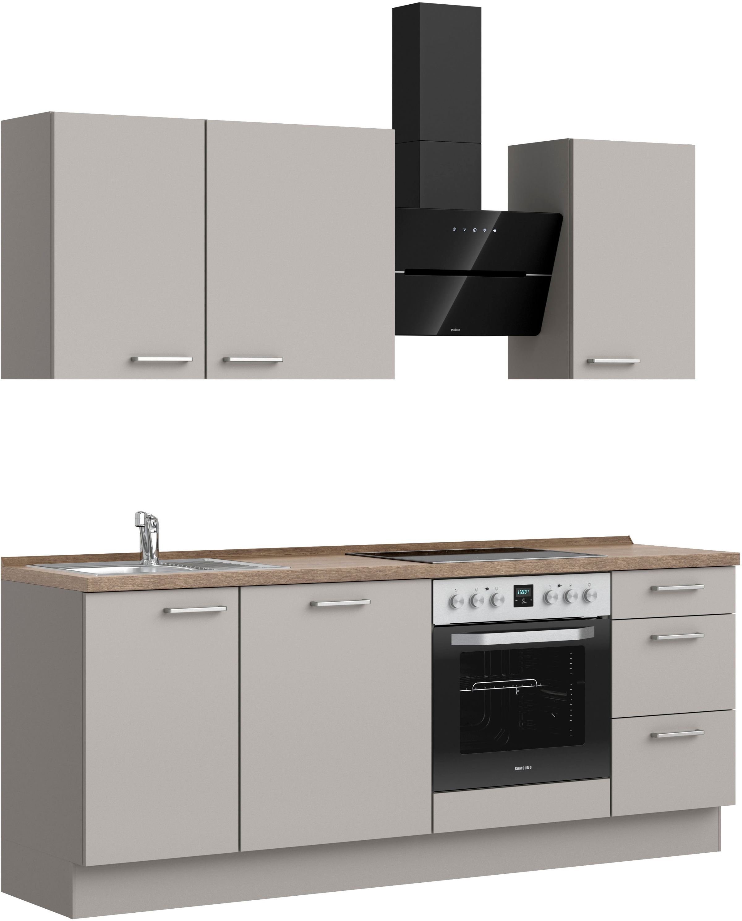 nobilia® Küchenzeile »"Touch II"«, vormontiert, Ausrichtung wählbar, Breite 210 cm, wahlw. mit E-Geräten