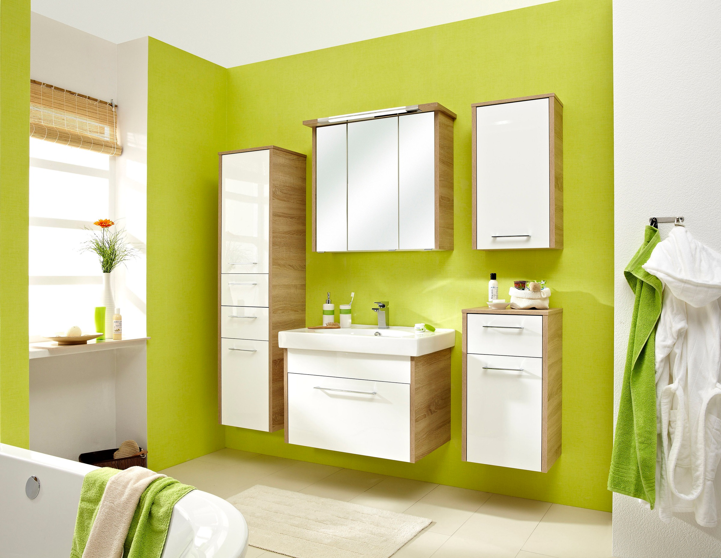 Saphir Badmöbel-Set »Quickset 382 5-teilig, Keramik-Waschtisch mit LED-Spie günstig online kaufen