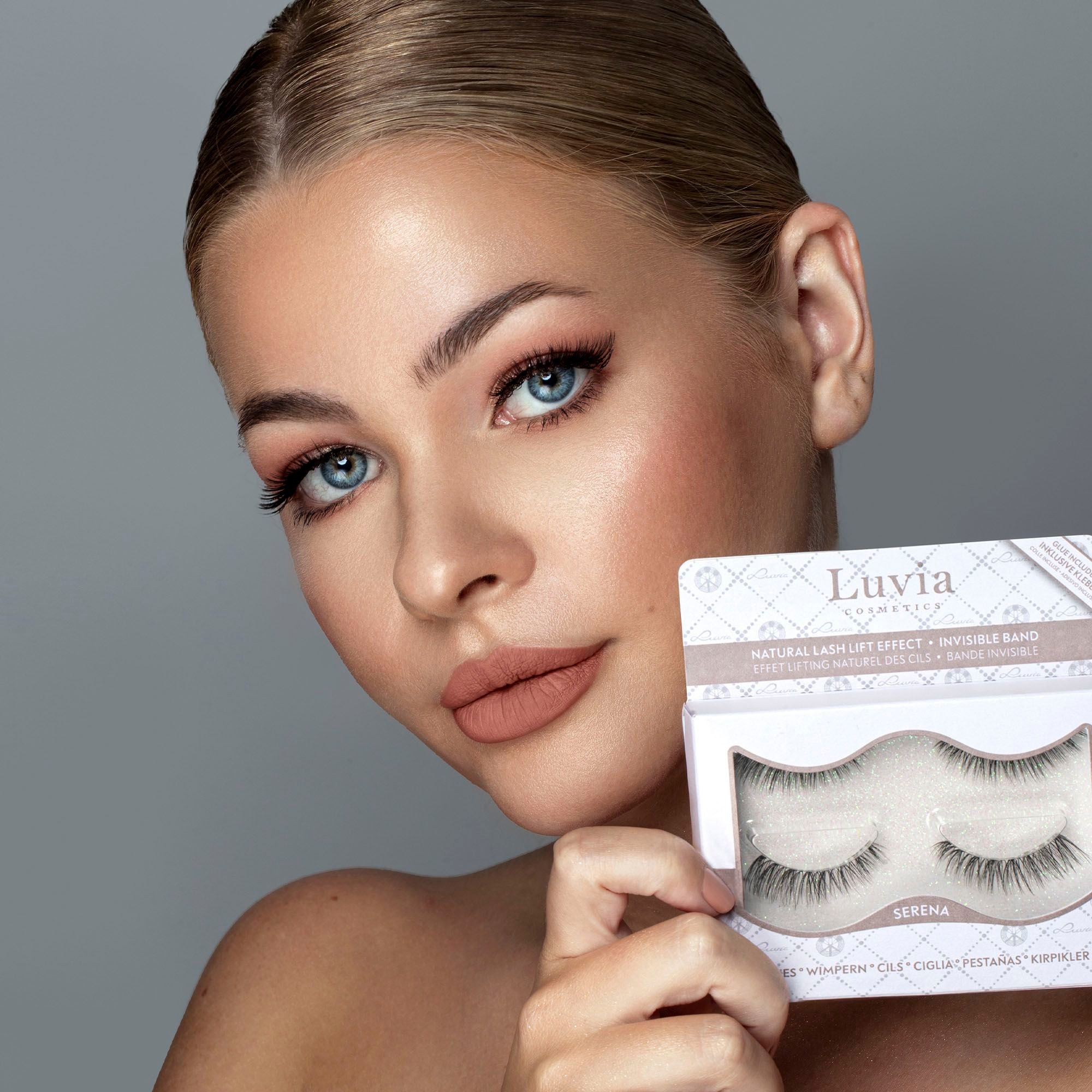 Luvia Cosmetics Bandwimpern Natürliche Spitzen, flexibles Band, auch für Anfänger, mit Kleber.