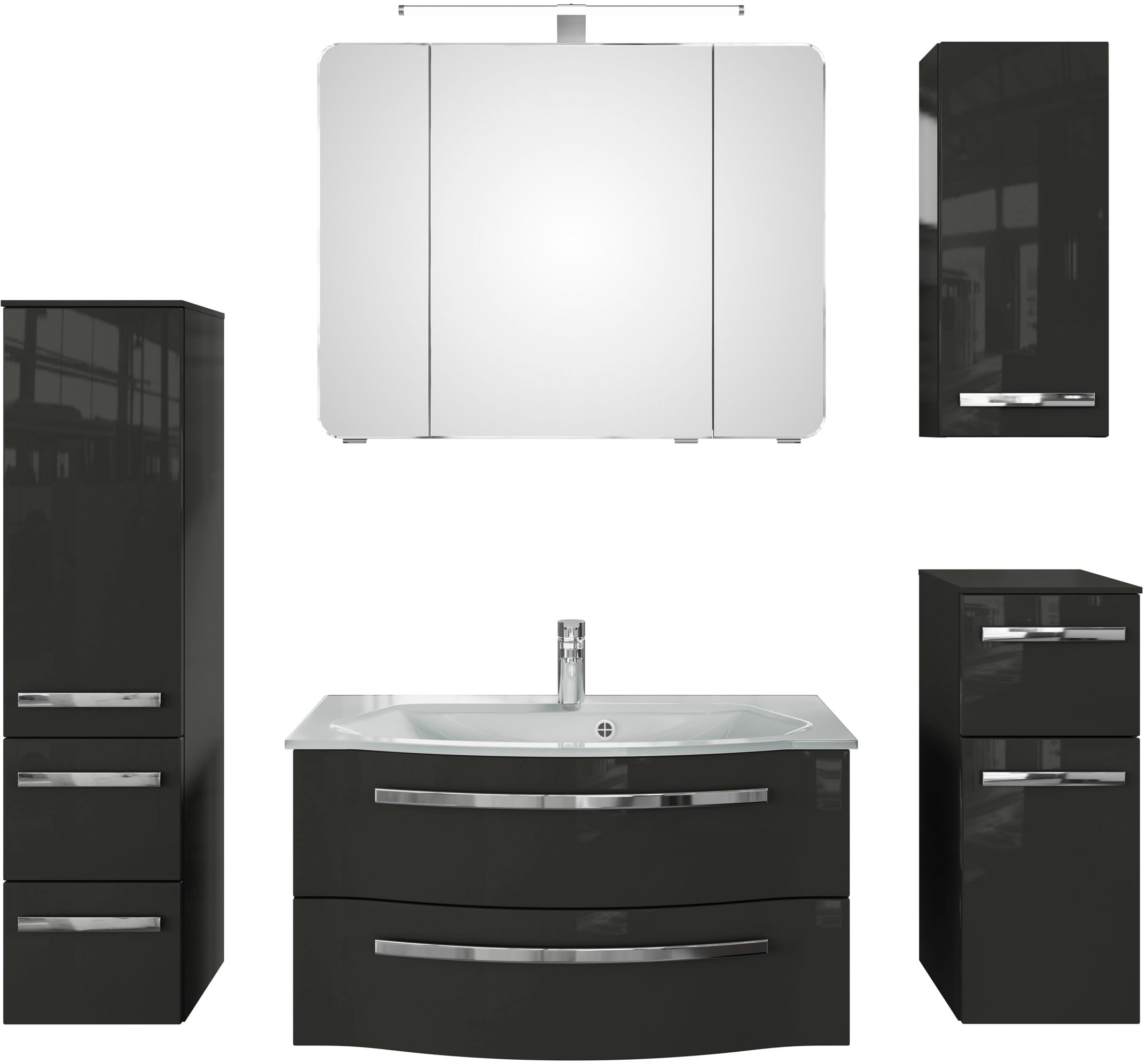 Saphir Badmöbel-Set »Serie 4005, vormontiert, Glaswaschbecken, Spiegelschra günstig online kaufen