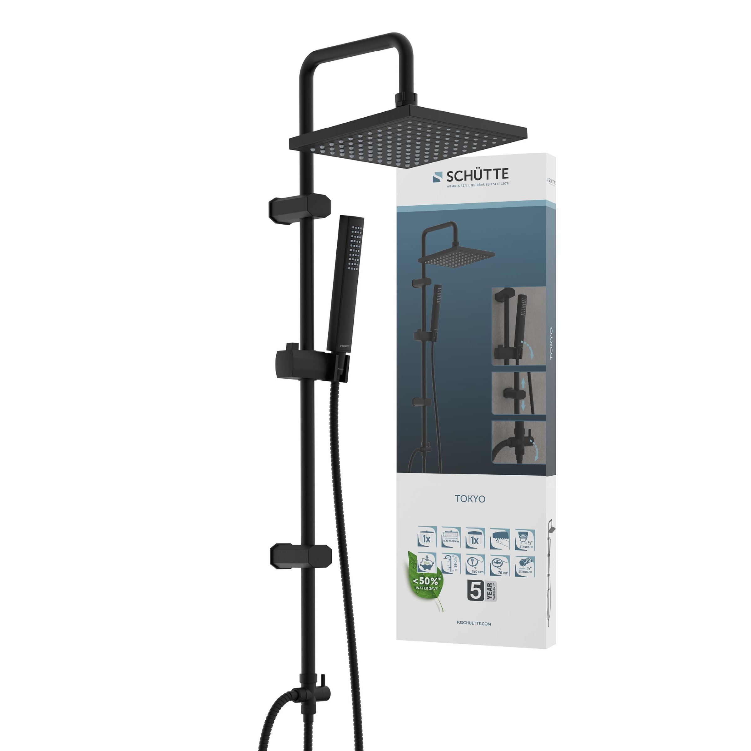 Schütte Duschsystem »TOKYO Überkopfbrause-Set, Schwarz matt«, (10 tlg.), ma günstig online kaufen