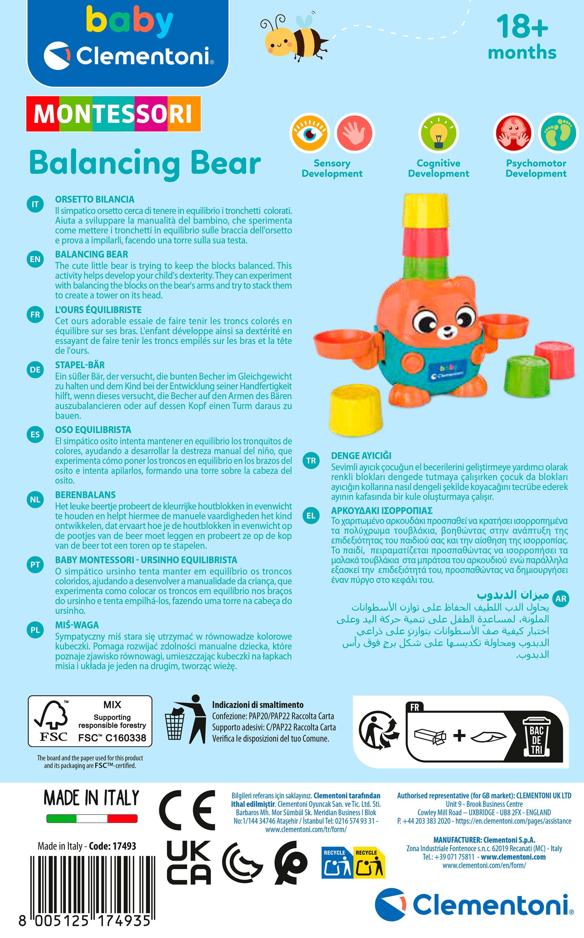 Clementoni® Steckspielzeug »Baby Clementoni, Stapel-Bär«, Made in Europe