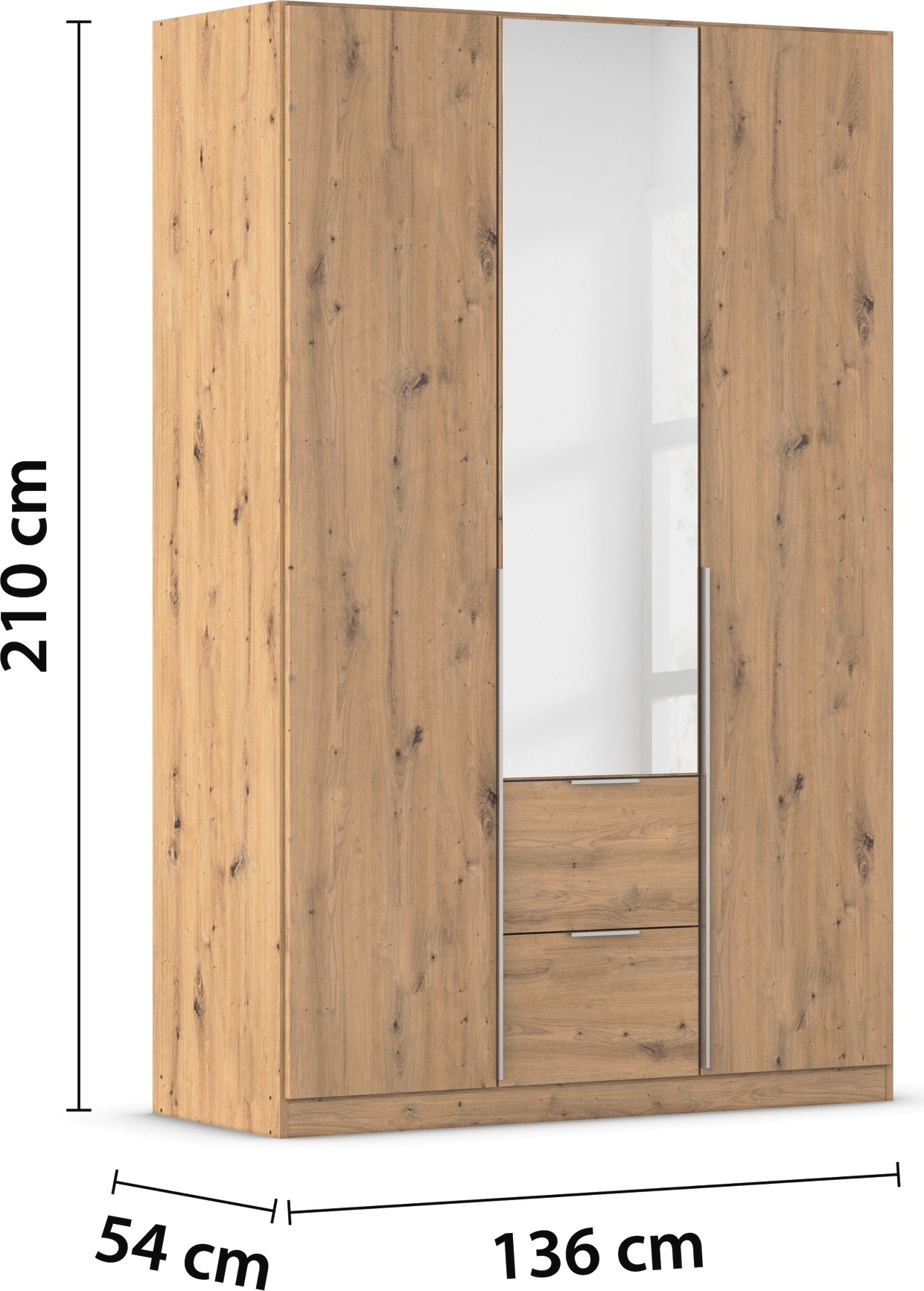 rauch Drehtürenschrank »Kleiderschrank Schrank Garderobe AGORDO mit Dekor- oder Hochglanzfront«, (in zwei Griff-Farben, Breiten 91-360 cm), mit Außenschubkästen, in 7 Breiten und 2 Höhen MADE IN GERMANY