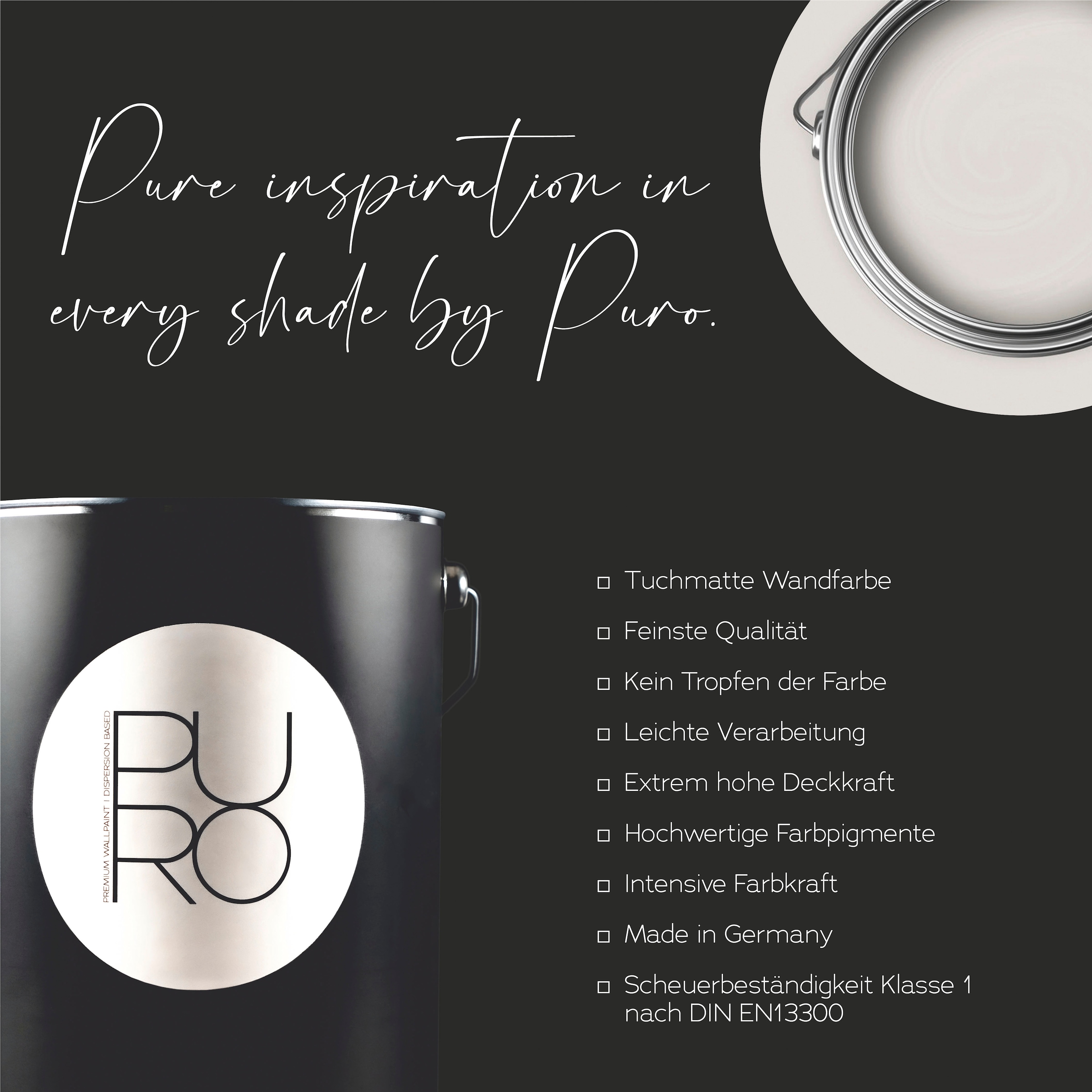 A.S. Création Wandfarbe »Premium Innenwandfarbe PURO Tuchmatt creamy grey« ideal für Wohnzimmer, Schlafzimmer, Flur und Küche, Farbwelt Grau