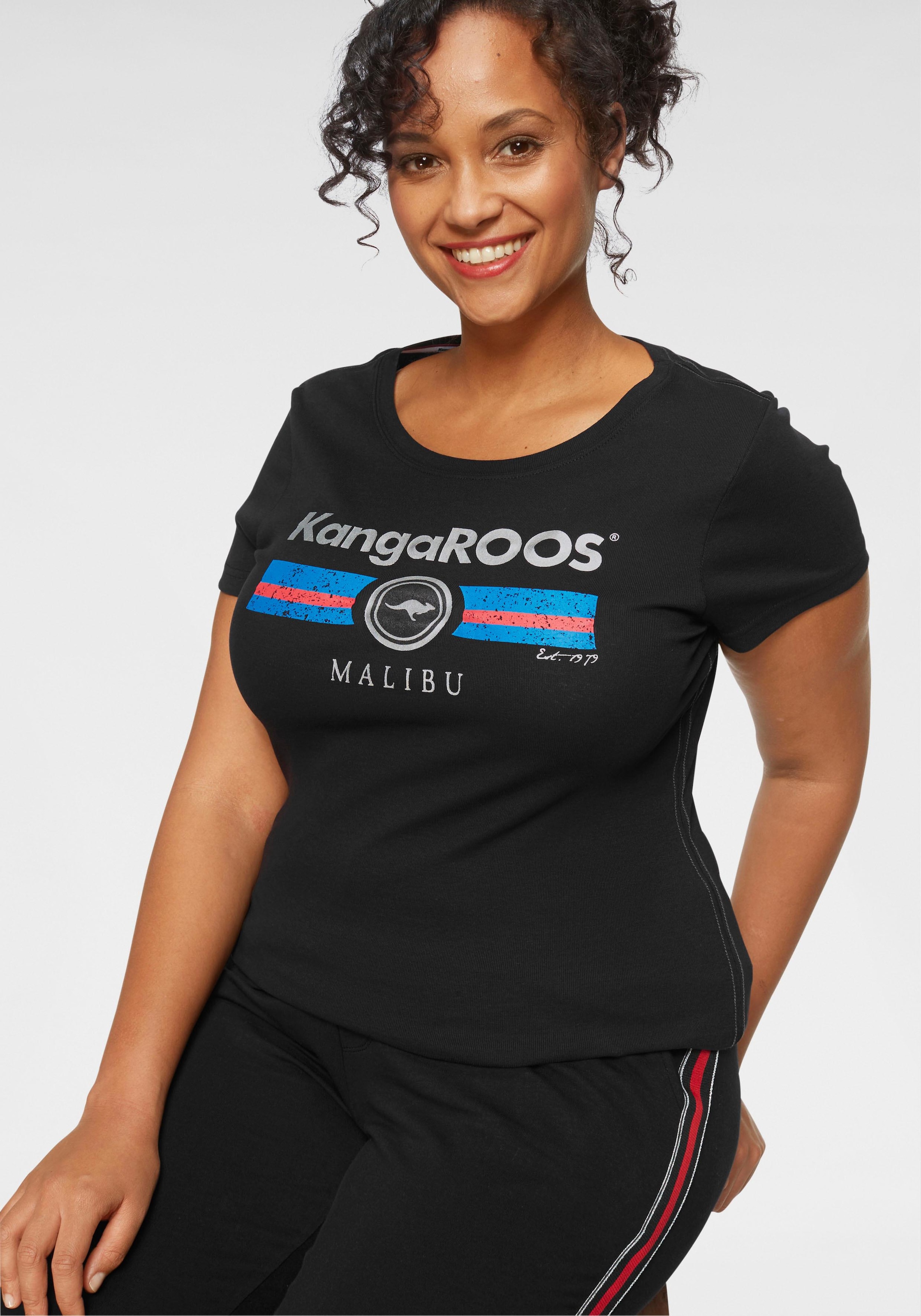 KangaROOS T-Shirt, Kurzarm, unifarben und bedruckt, Rundhalsausschnitt