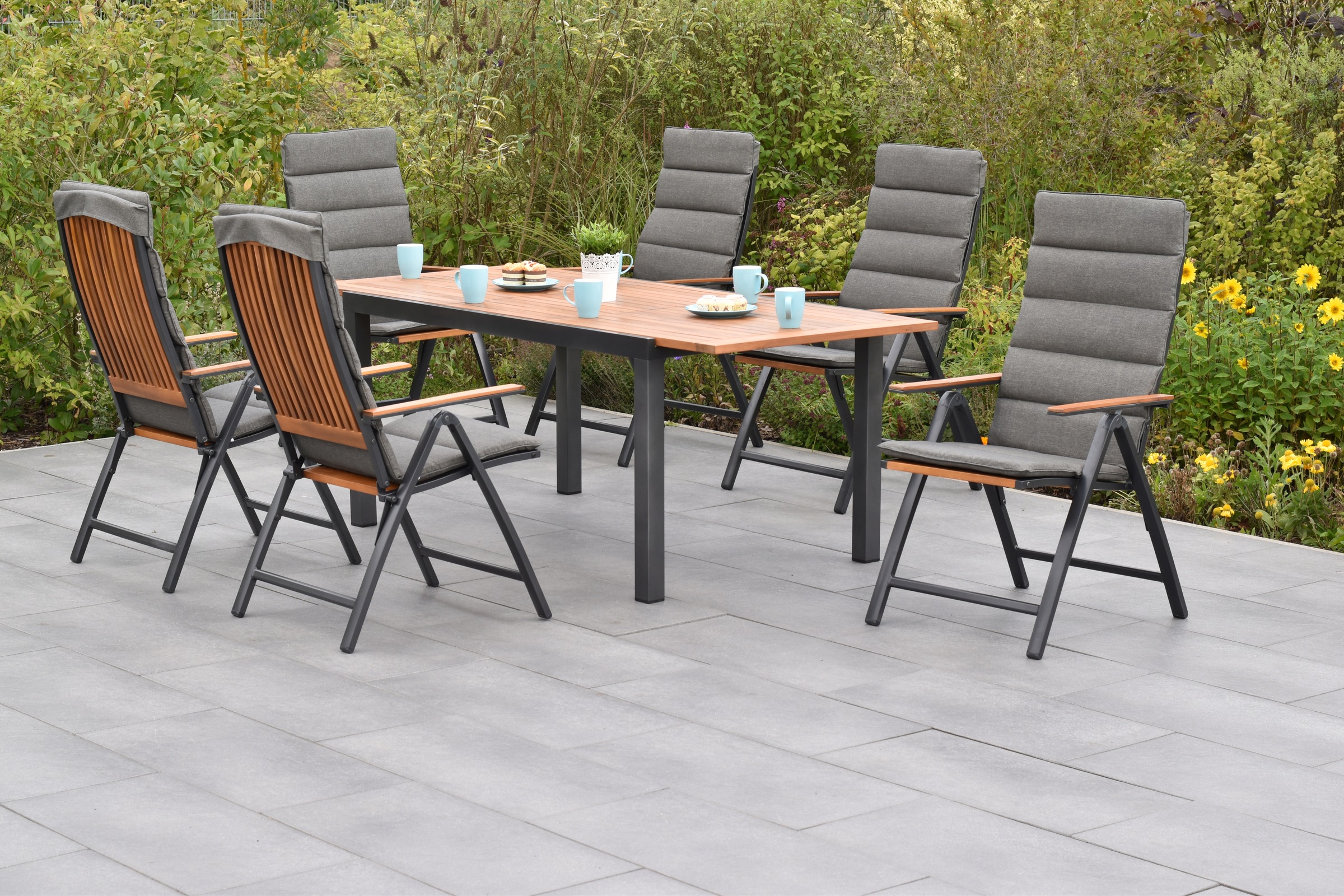 MERXX Garten-Essgruppe »»Athos«« Set, Inkl. Auflagen, 5-fach verstellbare R günstig online kaufen
