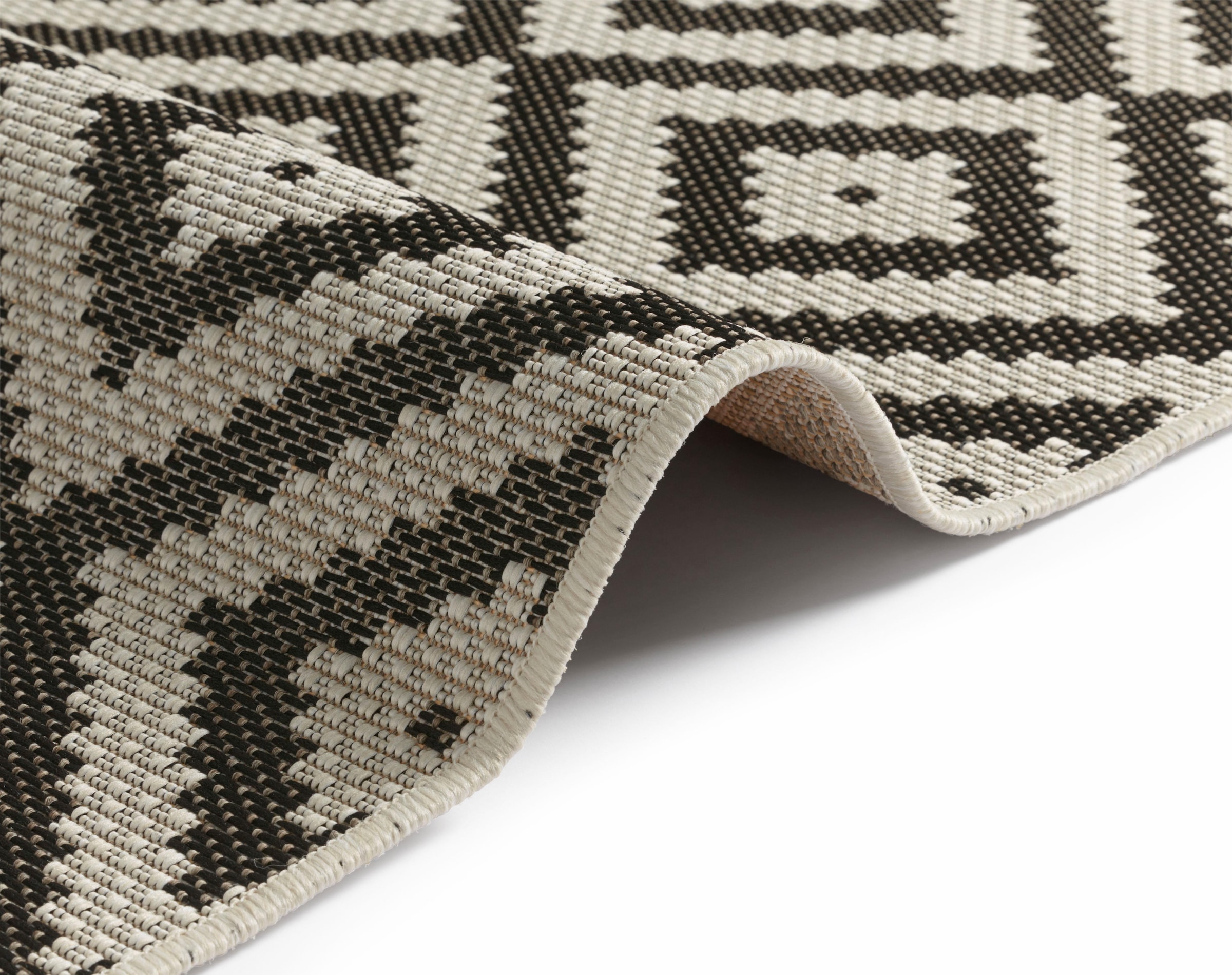 freundin Home Collection Teppich »Summer«, rechteckig, 4 mm Höhe, In-und Outdoor geeignet, Rauten Design, Pflegeleicht, Flachgewebe