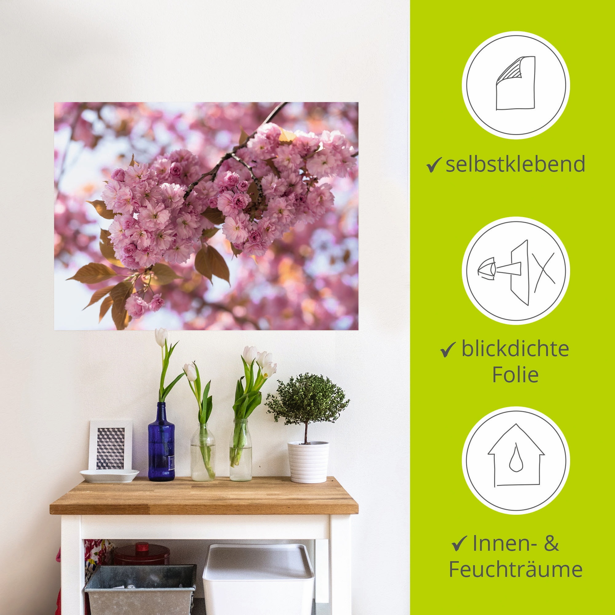 Artland Wandbild »Japanische Kirschblüte in Love I«, Blumen, (1 St.), als Leinwandbild, Poster, Wandaufkleber in verschied. Größen