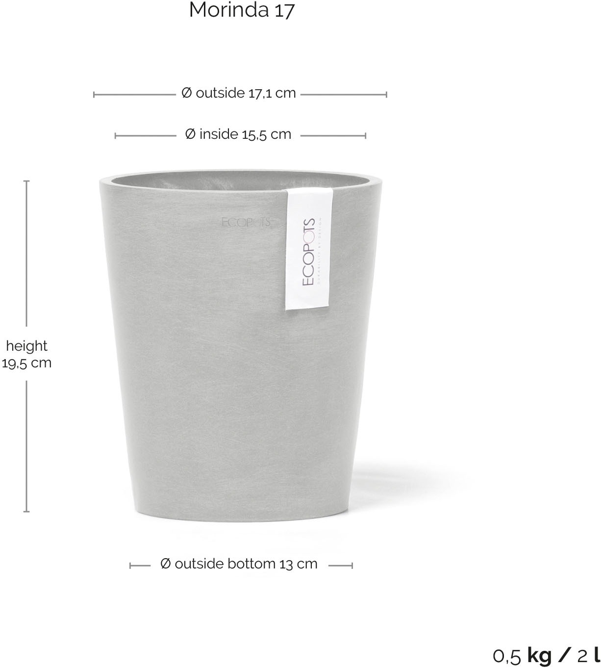 ECOPOTS Blumentopf »Morinda Orchidee 17 Weißgrau« für den Innenbereich