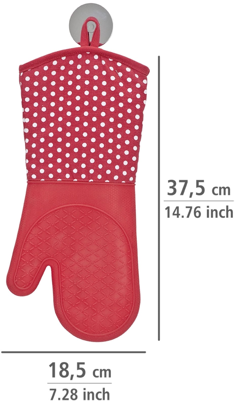 WENKO Topfhandschuhe »Modell Silikon«, (Set, 2 tlg.), Ofen- und Grillhandschuhe, Hitzeschutz, Baumwollinnenseite, 1 Paar
