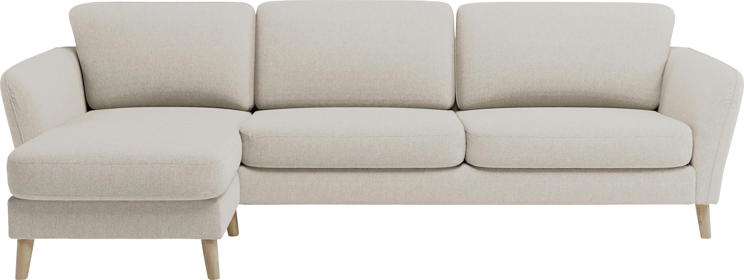 Home affaire Ecksofa »MARSEILLE (279/152cm),L-Form, Rec. rechts/links, verschiedene Bezüge«, Massivholzbeine Eiche, Landhausstil, Wellenunterfederung
