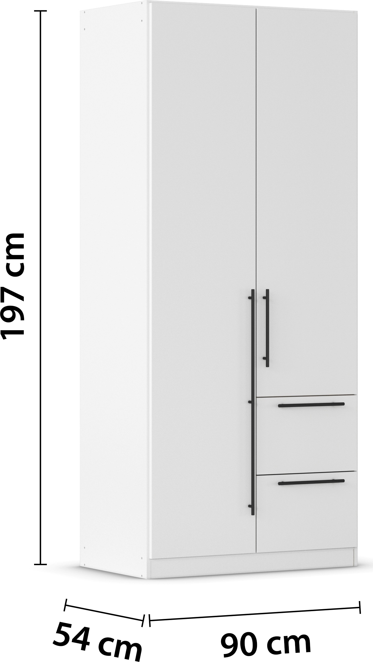 rauch Kleiderschrank »Drehtürenschrank Schrank Garderobe Wäscheschrank Schlafzimmer AVOLA« in 3 verschiedenen Ausstattungen BASIC/CLASSIC/PREMIUM,  mit hochwertigen Stangengriffen aus Metall in Schwarz MADE IN GERMANY