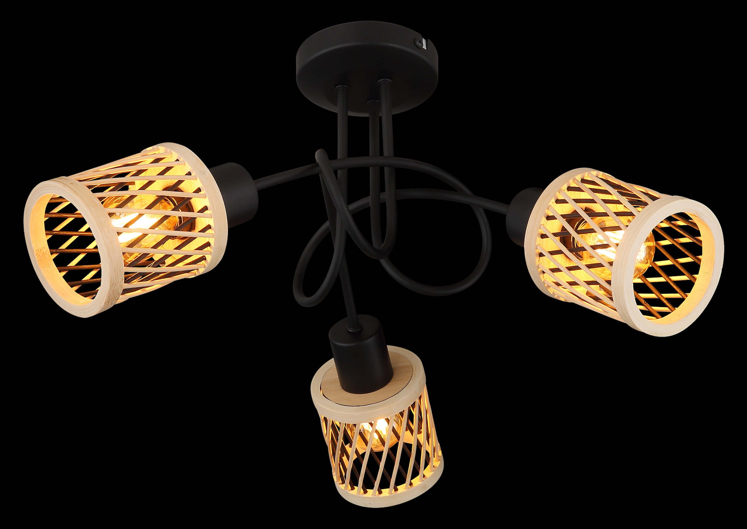 NOWA LED Deckenleuchte »MALI« E14 1 Stk. Deckenlampe schwarz Bambus naturfarben Wohnzimmer Flur