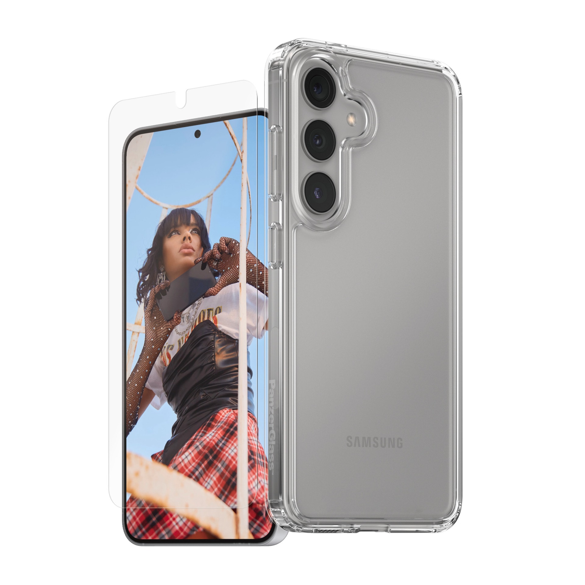 CARE by PanzerGlass Displayschutzglas »2-in-1 Protection Set«, für Samsung Galaxy S25, Displayschutzfolie, Schutzfolie, Bildschirmschutz, kratz- & stoßfest