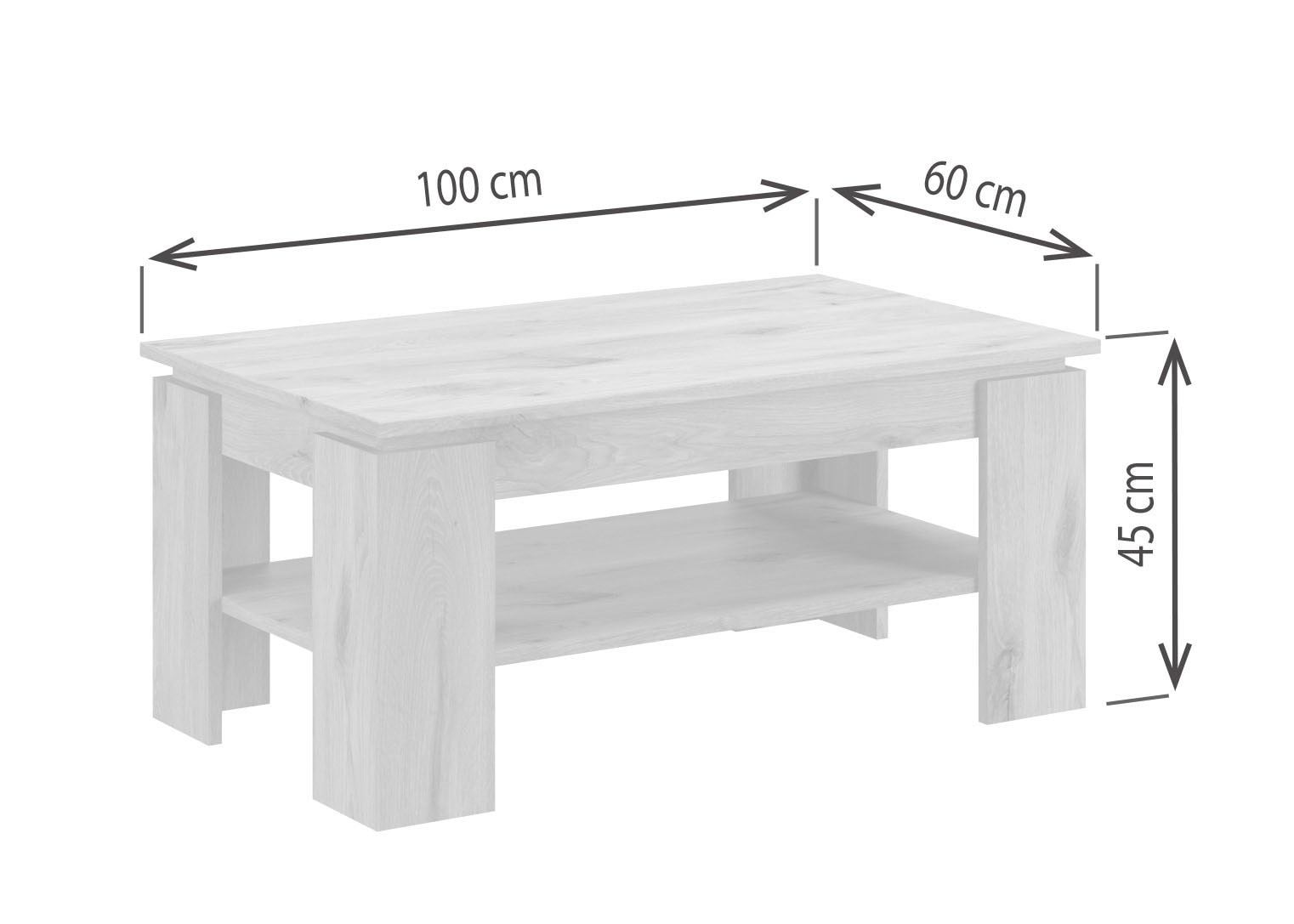 INOSIGN Couchtisch »Kalmar, rechteckig, 100 x 60 cm, 1 Ablageboden«, Sofatisch, Beistelltisch, Kaffetisch, Wohnzimmertisch, coffee table